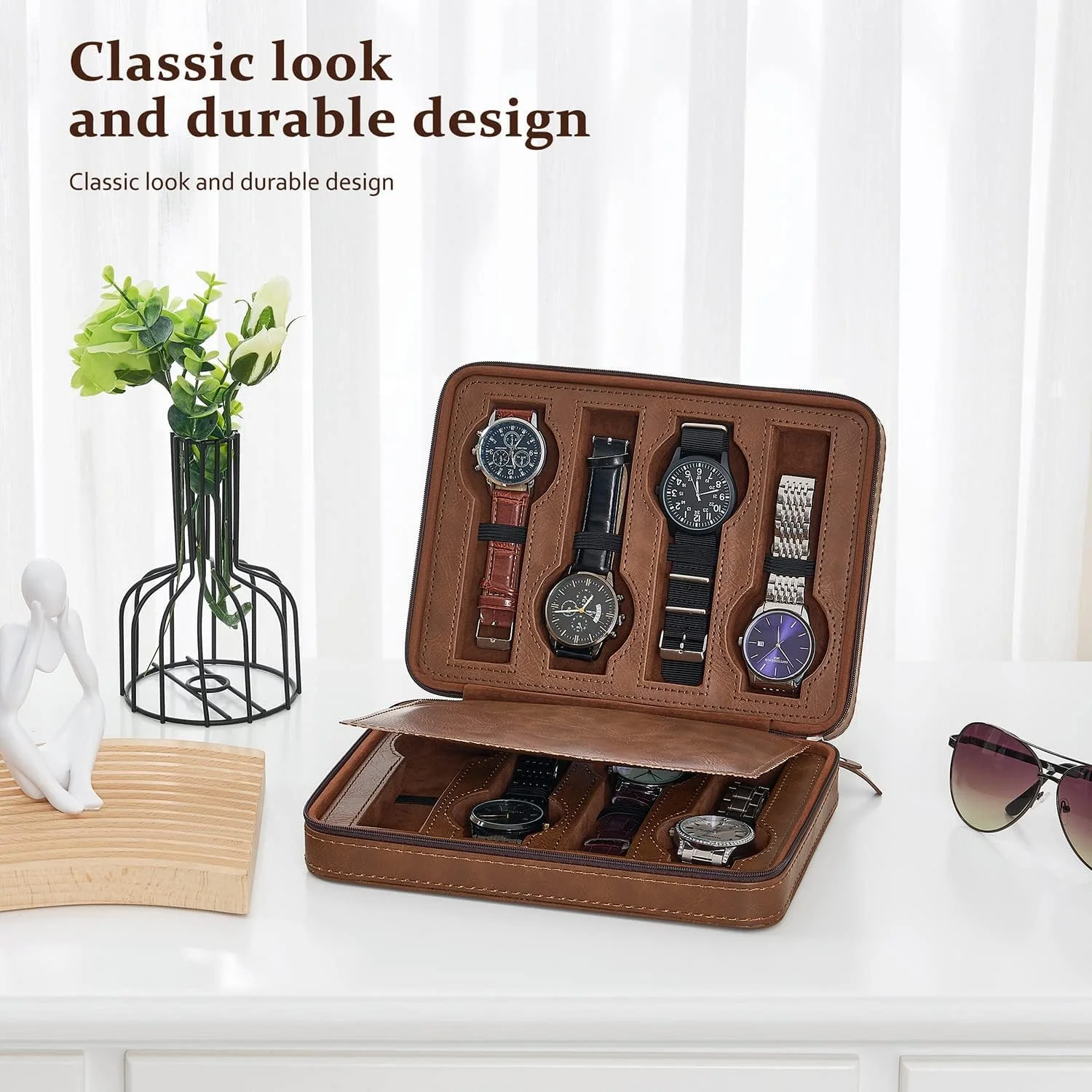 کیف مسافرتی ساعت، جعبه ساعت 8 خانه، برای آقایان، سازمان دهنده قابل حمل ساعت، جعبه نمایش ساعت چرمی PU، لوازم جانبی ساعت، مناسب برای ساعت های مچی و ساعت های هوشمند، سازمان دهنده ساعت مسافرتی کیف مسافرتی ساعت، جعبه ساعت 8 خانه، برای آقایان، سازمان دهنده قابل حمل ساعت، جعبه نمایش ساعت چرمی PU، لوازم جانبی ساعت، مناسب برای ساعت های مچی و ساعت های هوشمند، سازمان دهنده ساعت مسافرتی