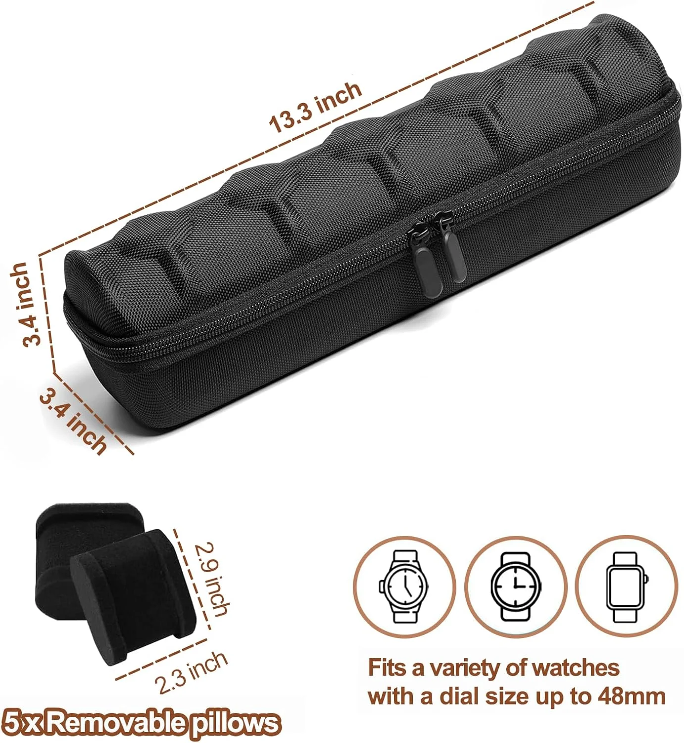 جعبه ساعت 2 عددی، جعبه سازمان دهنده 5 خانه ساعت برای مردان، جعبه جواهرات مسافرتی قابل حمل مناسب برای انواع ساعت های مچی و ساعت های هوشمند تا 55 میلی متر جعبه ساعت 2 عددی، جعبه سازمان دهنده 5 خانه ساعت برای مردان، جعبه جواهرات مسافرتی قابل حمل مناسب برای انواع ساعت های مچی و ساعت های هوشمند تا 55 میلی متر