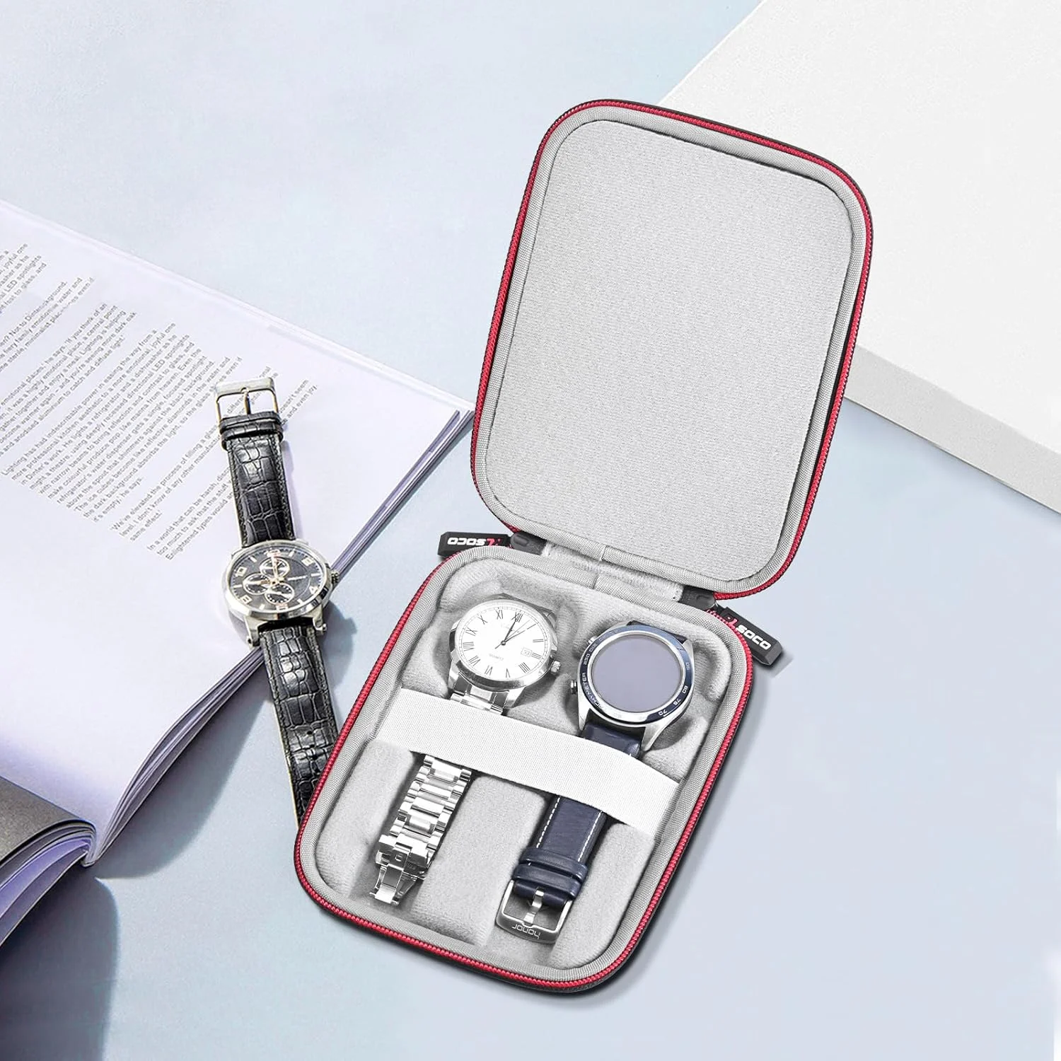 کیف نگهداری و سازمان دهنده ساعت RLSOCO برای 2 ساعت، محافظت قابل حمل و مقاوم را فراهم می کند، مناسب برای ساعت های مچی و هوشمند کاسیو/تایمکس/فسیل/اپل/سامسونگ و بیشتر تا اندازه 46 * 50 میلی متر کیف نگهداری و سازمان دهنده ساعت RLSOCO برای 2 ساعت، محافظت قابل حمل و مقاوم را فراهم می کند، مناسب برای ساعت های مچی و هوشمند کاسیو/تایمکس/فسیل/اپل/سامسونگ و بیشتر تا اندازه 46 * 50 میلی متر