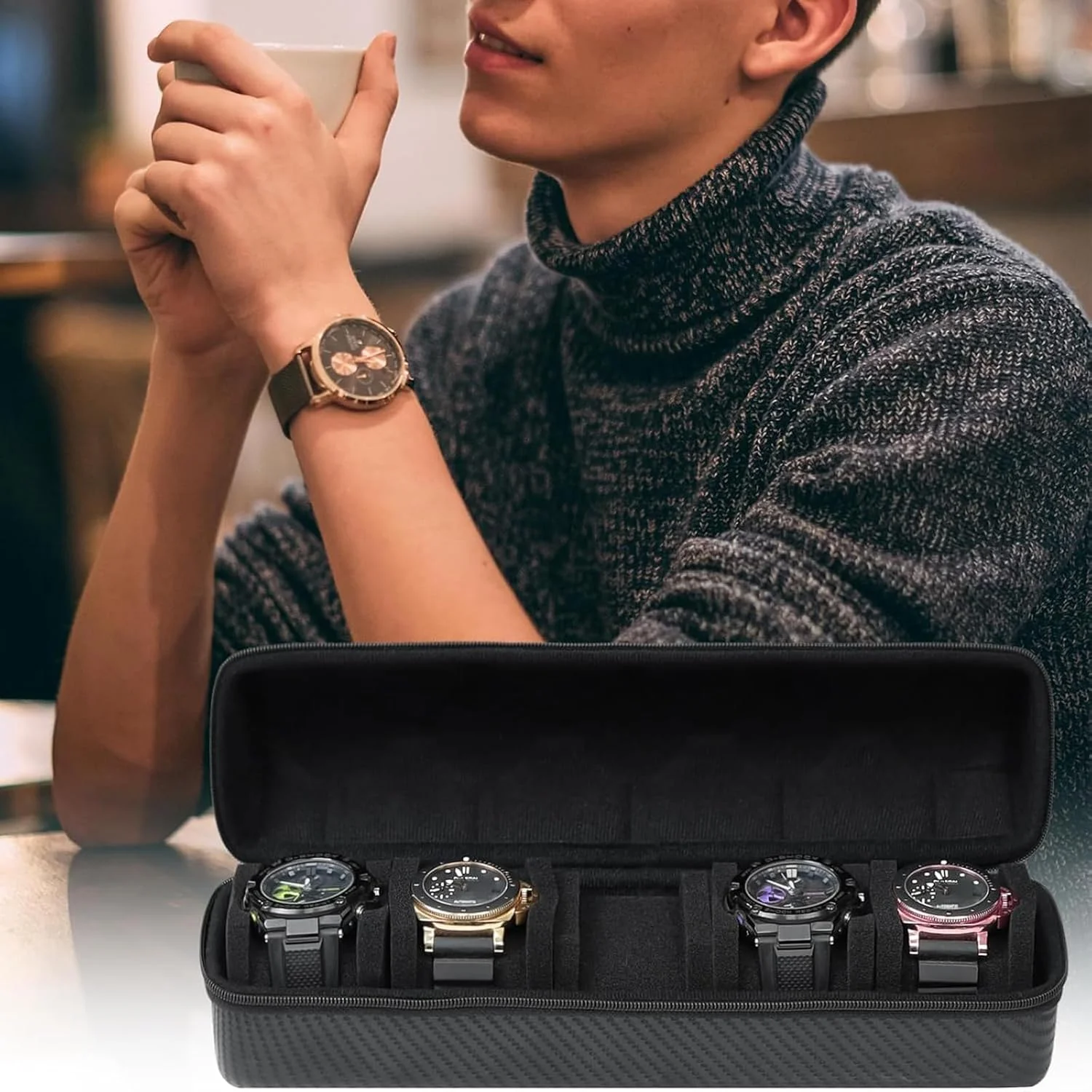 جعبه ساعت 2 عددی، جعبه سازمان دهنده 5 خانه ساعت برای مردان، جعبه جواهرات مسافرتی قابل حمل مناسب برای انواع ساعت های مچی و ساعت های هوشمند تا 55 میلی متر جعبه ساعت 2 عددی، جعبه سازمان دهنده 5 خانه ساعت برای مردان، جعبه جواهرات مسافرتی قابل حمل مناسب برای انواع ساعت های مچی و ساعت های هوشمند تا 55 میلی متر
