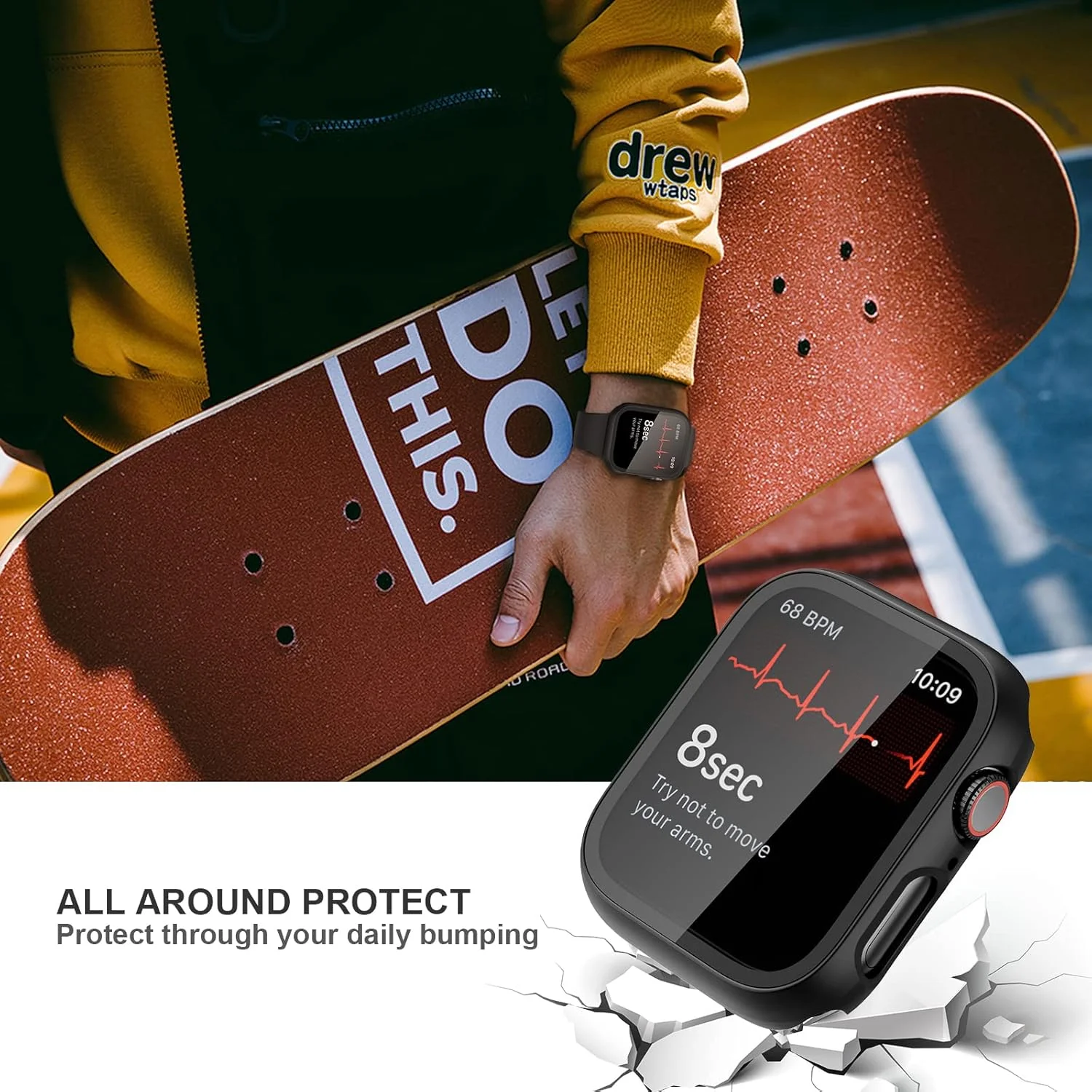 بسته 2 عددی محافظ صفحه نمایش شیشه ای حرارت دیده JZK برای اپل واچ SE(2023) سری 6/5/4/SE 40mm، محافظ باریک بامپر پوشش کامل PC سخت محافظ HD فوق العاده نازک برای iWatch 40mm، شفاف