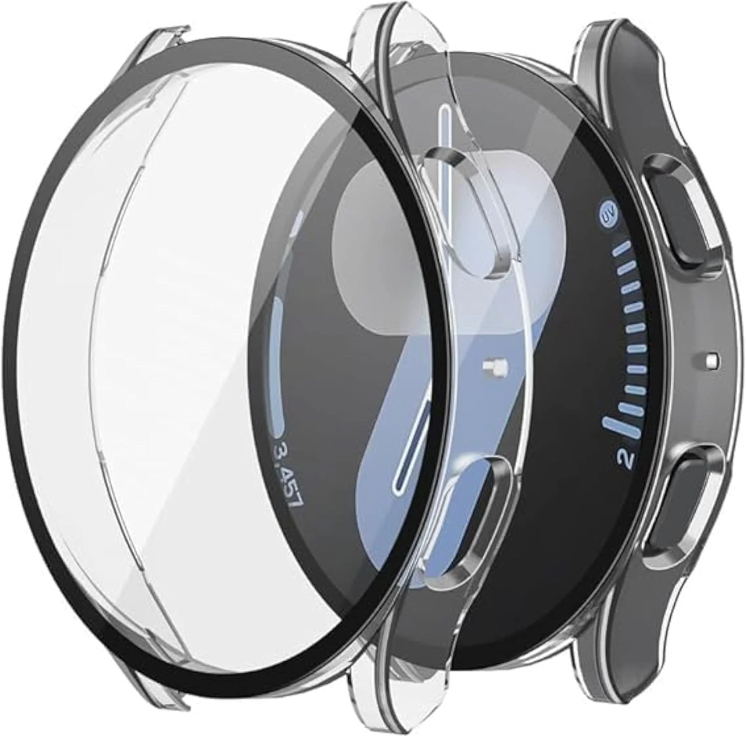 محافظ صفحه نمایش شیشه ای و قاب محافظ دادو سازگار با ساعت هوشمند سامسونگ گلکسی واچ 7 سایز 44 میلی‌متری، محافظ پلاستیکی کامل ساعت (شفاف)