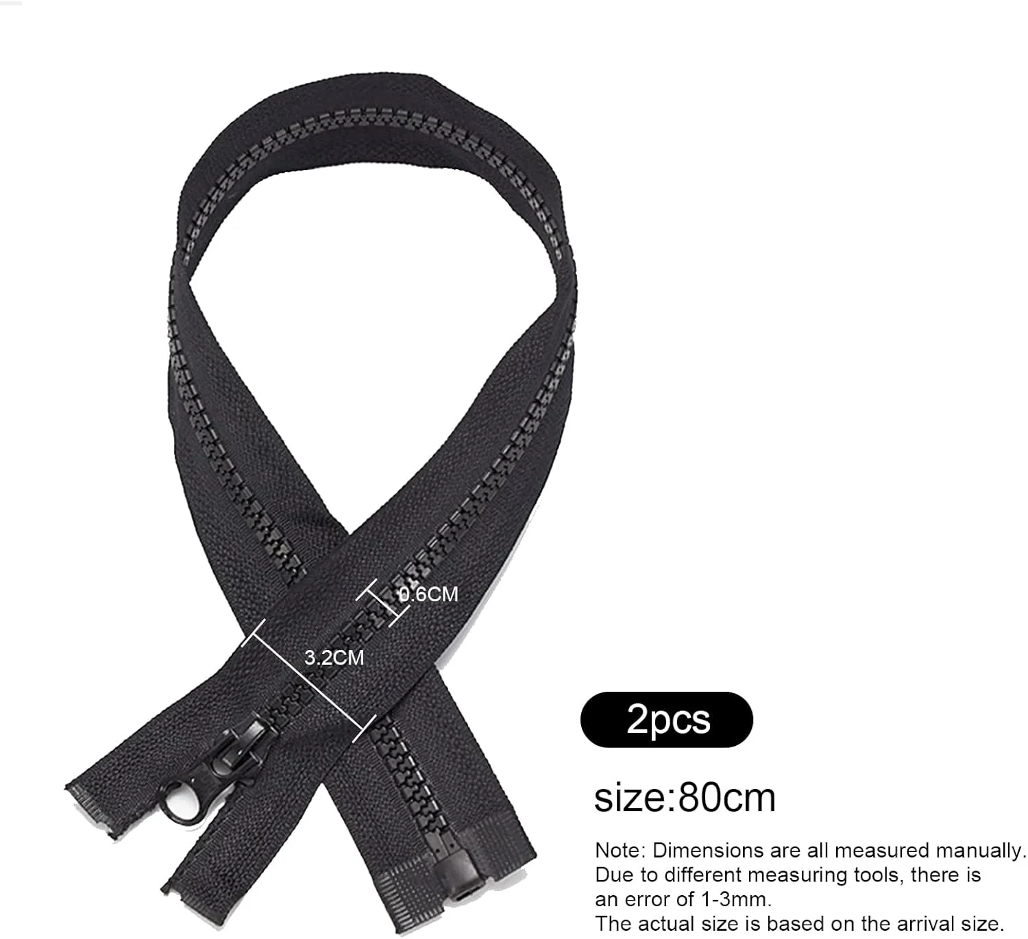 زیپ جداشدنی Biglumin ZIPPER - زیپ مشکی 80 سانتیمتری، قابل استفاده برای لباس، بالش، چادر، کیف دستی (2 عدد) زیپ جداشدنی Biglumin ZIPPER - زیپ مشکی 80 سانتیمتری، قابل استفاده برای لباس، بالش، چادر، کیف دستی (2 عدد)