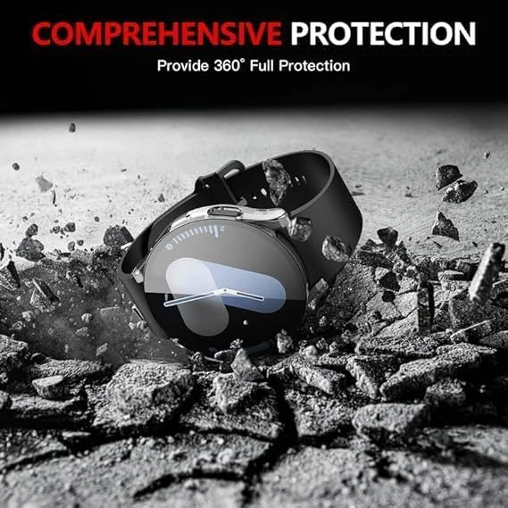 محافظ صفحه نمایش شیشه ای و قاب محافظ دادو سازگار با ساعت هوشمند سامسونگ گلکسی واچ 7 سایز 44 میلی‌متری، محافظ پلاستیکی کامل ساعت (شفاف)