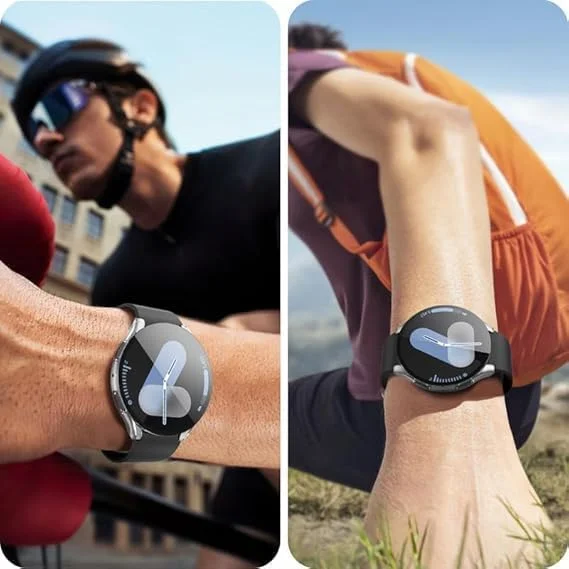 محافظ صفحه نمایش شیشه ای و قاب محافظ دادو سازگار با ساعت هوشمند سامسونگ گلکسی واچ 7 سایز 44 میلی‌متری، محافظ پلاستیکی کامل ساعت (شفاف)