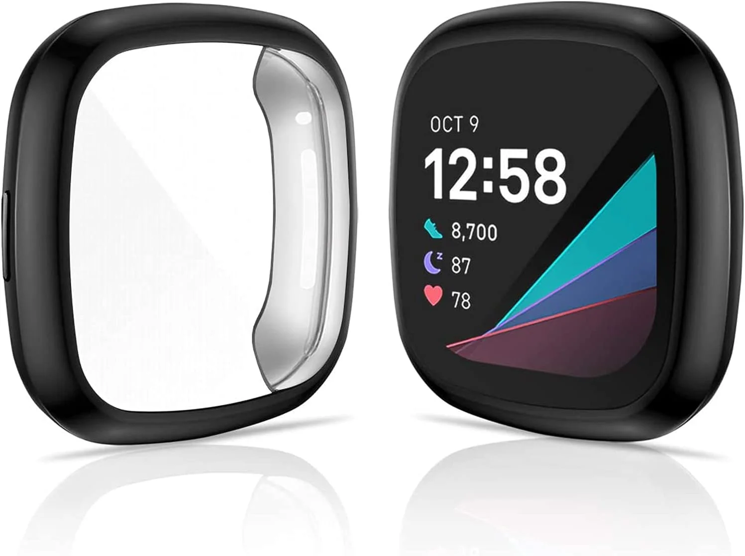 محافظ صفحه نمایش ساعت هوشمند DELFINO، سازگار با Fitbit Sense و Versa 3، کاور محافظ TPU نرم و روکشدار، محافظ کامل برای ساعت هوشمند Sense، بستهی 4 عددی محافظ صفحه نمایش ساعت هوشمند DELFINO، سازگار با Fitbit Sense و Versa 3، کاور محافظ TPU نرم و روکشدار، محافظ کامل برای ساعت هوشمند Sense، بستهی 4 عددی