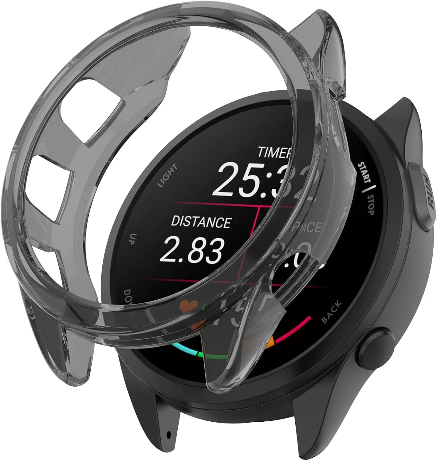 کاور محافظ دیسکول سازگار با ساعت هوشمند گارمین Forerunner 165/Forerunner 165 Music، قاب محافظ نرم TPU ضد ضربه و لوازم جانبی ساعت (مشکی)