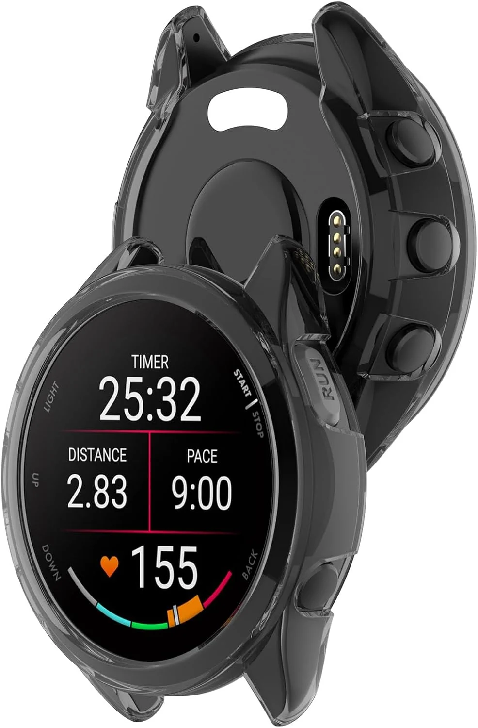 کاور محافظ دیسکول سازگار با ساعت هوشمند گارمین Forerunner 165/Forerunner 165 Music، قاب محافظ نرم TPU ضد ضربه و لوازم جانبی ساعت (مشکی)