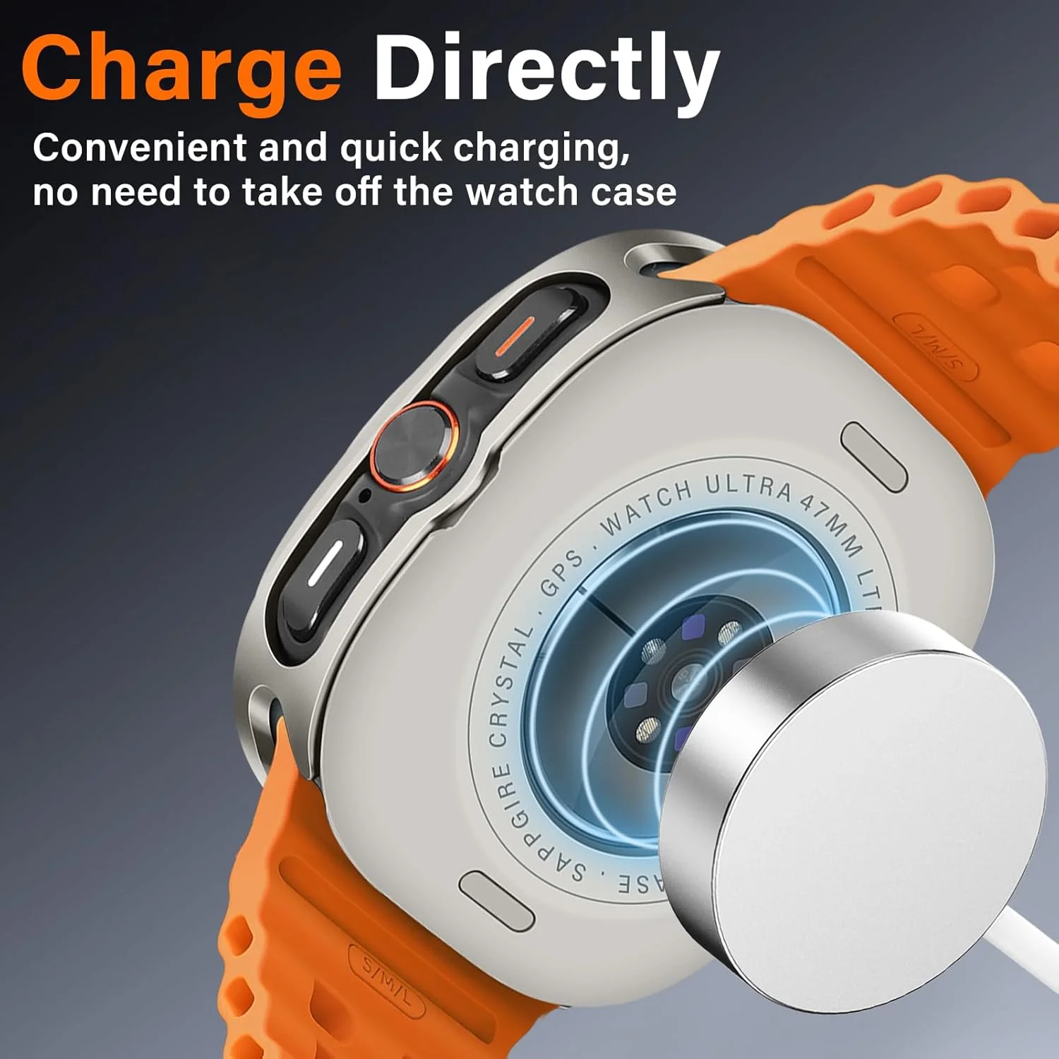 محافظ ساعت هوشمند Amizee تیتانیومی/نارنجی برای Samsung Galaxy Watch 7 Ultra 47mm، محافظ ضربه گیر فلزی مقاوم، ضد ضربه، نصب و جدا سازی آسان، محافظت در طول فعالیت های بدنی و استفاده روزانه