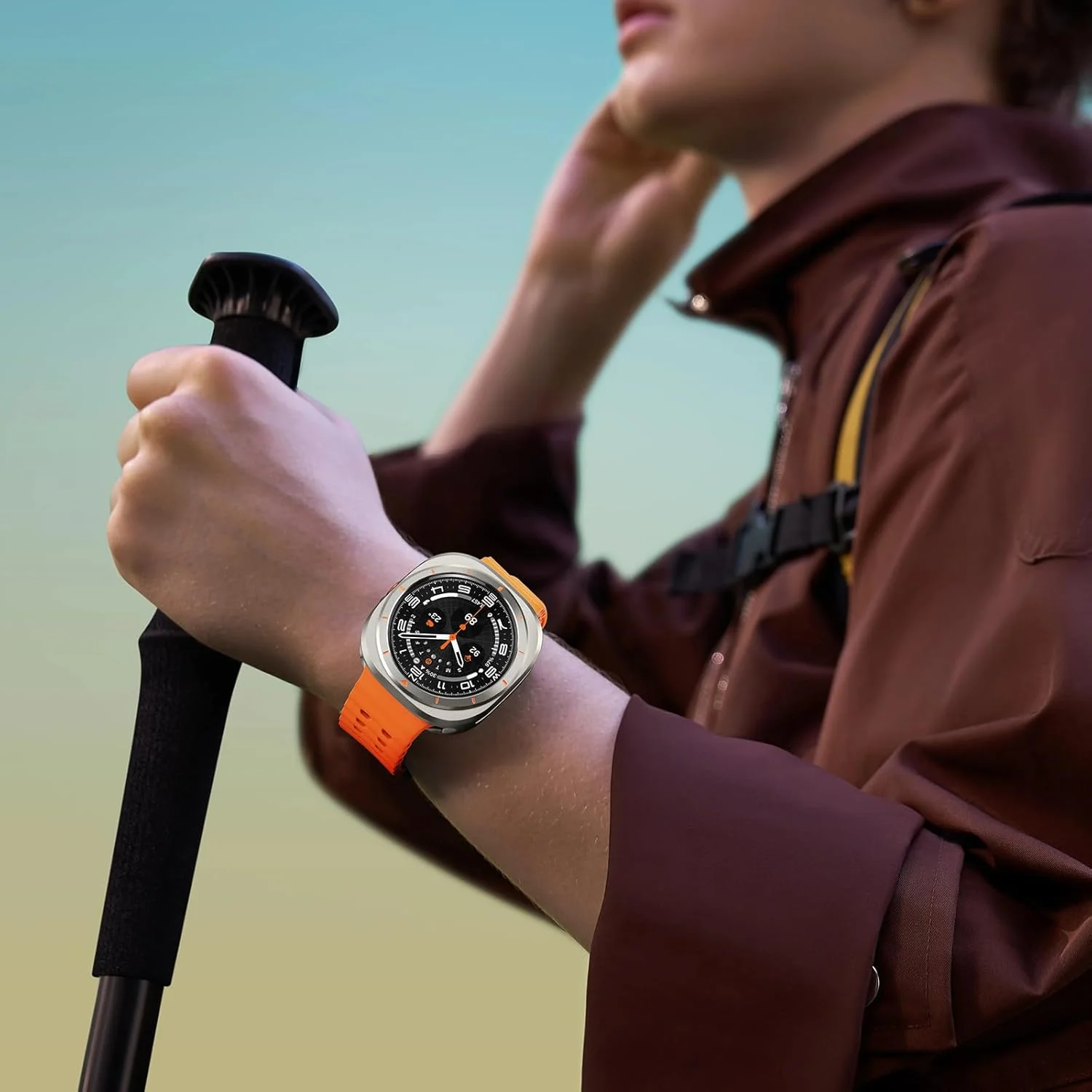 محافظ ساعت هوشمند Amizee تیتانیومی/نارنجی برای Samsung Galaxy Watch 7 Ultra 47mm، محافظ ضربه گیر فلزی مقاوم، ضد ضربه، نصب و جدا سازی آسان، محافظت در طول فعالیت های بدنی و استفاده روزانه