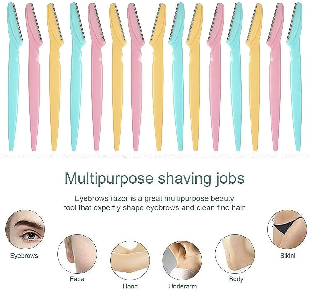 تیغ ابرو MNODWLOF، بسته 15 عددی، چند منظوره، ابزارهای لایه برداری درماپلنینگ، موزن ابرو با پوشش ایمنی، از بین بردن موهای صورت برای استفاده خانم ها و آقایان تیغ ابرو MNODWLOF، بسته 15 عددی، چند منظوره، ابزارهای لایه برداری درماپلنینگ، موزن ابرو با پوشش ایمنی، از بین بردن موهای صورت برای استفاده خانم ها و آقایان