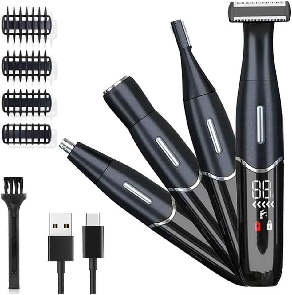 ماشین اصلاح برقی زنانه MIKUER، ماشین اصلاح برقی 4 در 1، دستگاه حذف موهای زائد بدن قابل حمل و بی سیم برای ابرو، صورت، بینی، پاها، زیر بغل و خط بیکینی، ست ماشین اصلاح شخصی زنانه برای استفاده خشک و مرطوب