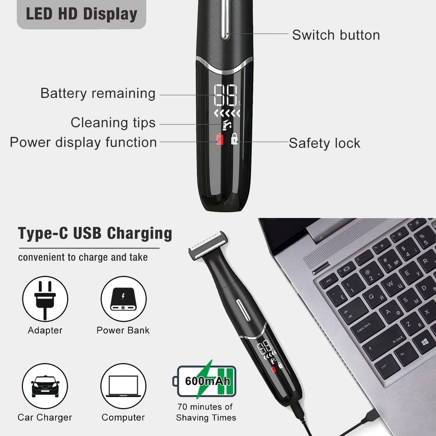 خودتراش برقی زنانه MIKUER، 4 در 1، دستگاه حذف موهای زائد بدن قابل حمل و بی سیم برای ابرو، صورت، بینی، پاها، زیر بغل و خط بیکینی، ست ماشین اصلاح شخصی زنانه برای استفاده خشک و مرطوب خودتراش برقی زنانه MIKUER، 4 در 1، دستگاه حذف موهای زائد بدن قابل حمل و بی سیم برای ابرو، صورت، بینی، پاها، زیر بغل و خط بیکینی، ست ماشین اصلاح شخصی زنانه برای استفاده خشک و مرطوب