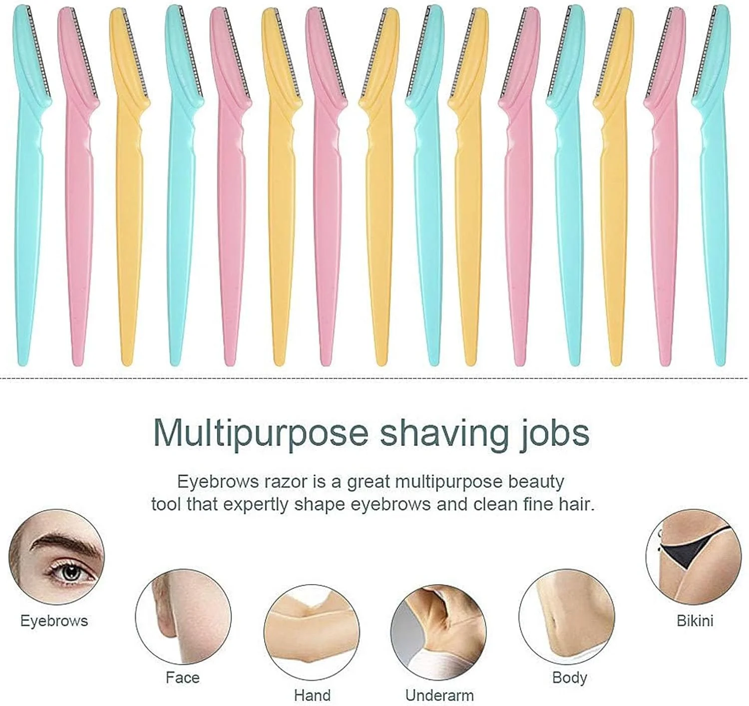 تیغ ابرو MNODWLOF، بسته 15 عددی، چند منظوره، ابزار لایه برداری و درماپلنینگ، موزن ابرو با پوشش ایمنی، از بین بردن موهای صورت برای استفاده خانم ها و آقایان تیغ ابرو MNODWLOF، بسته 15 عددی، چند منظوره، ابزار لایه برداری و درماپلنینگ، موزن ابرو با پوشش ایمنی، از بین بردن موهای صورت برای استفاده خانم ها و آقایان