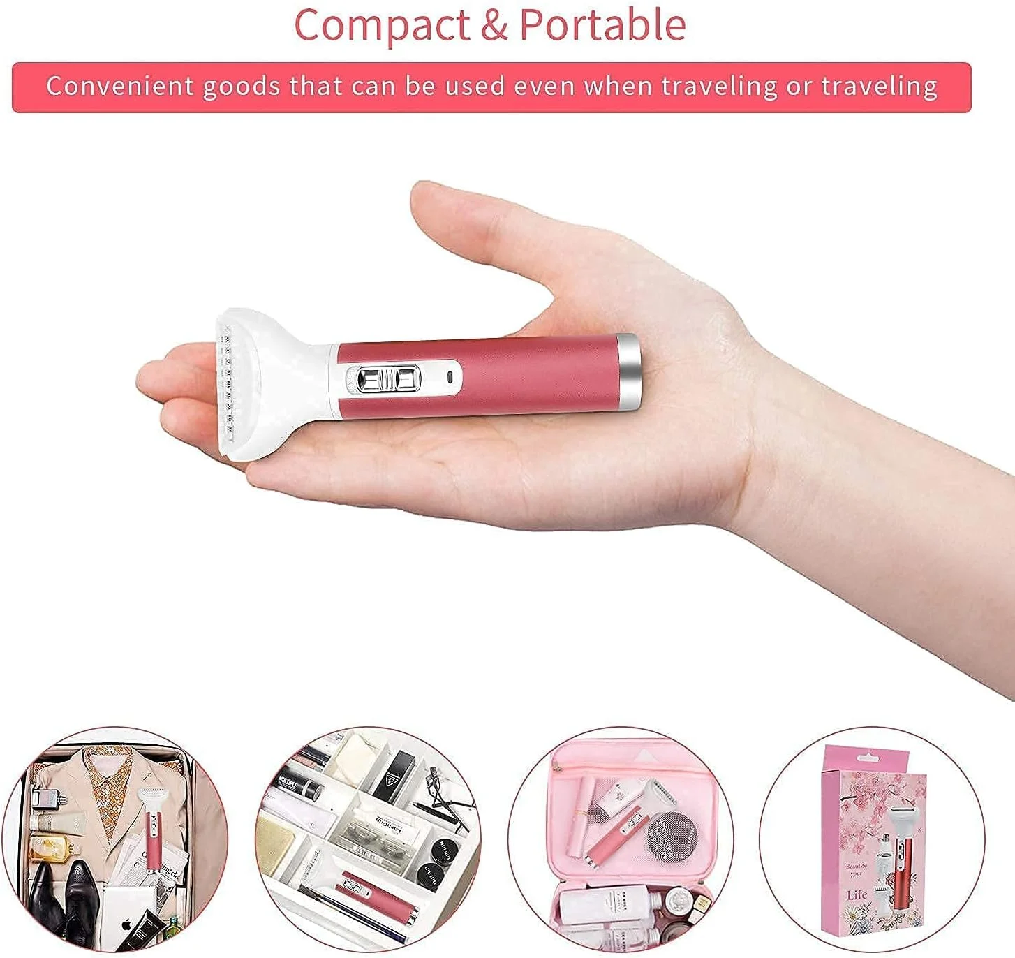 خودتراش برقی زنانه MIKUER برای از بین بردن موهای بدن، موزن بینی، ماشین اصلاح صورت، ابرو، پاها، زیر بغل، ناحیه بیکینی، ناحیه تناسلی، بدون درد، قابل شارژ، قابل حمل، ست 5 در 1 ماشین اصلاح زنانه