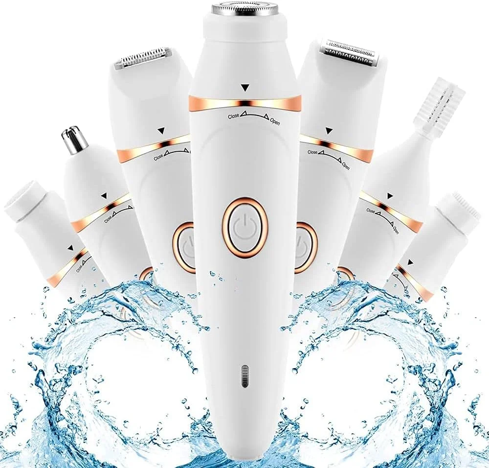 ریش تراش برقی 7 در 1 MIKU برای زنان، موزن بیکینی برای موهای زائد ناحیه تناسلی زنان، اپیلاتور برای زنان، دستگاه حذف مو، ریش تراش قابل شارژ مرطوب و خشک بدون درد برای بدن، بازوها، پاها، صورت، لب ها، ابرو