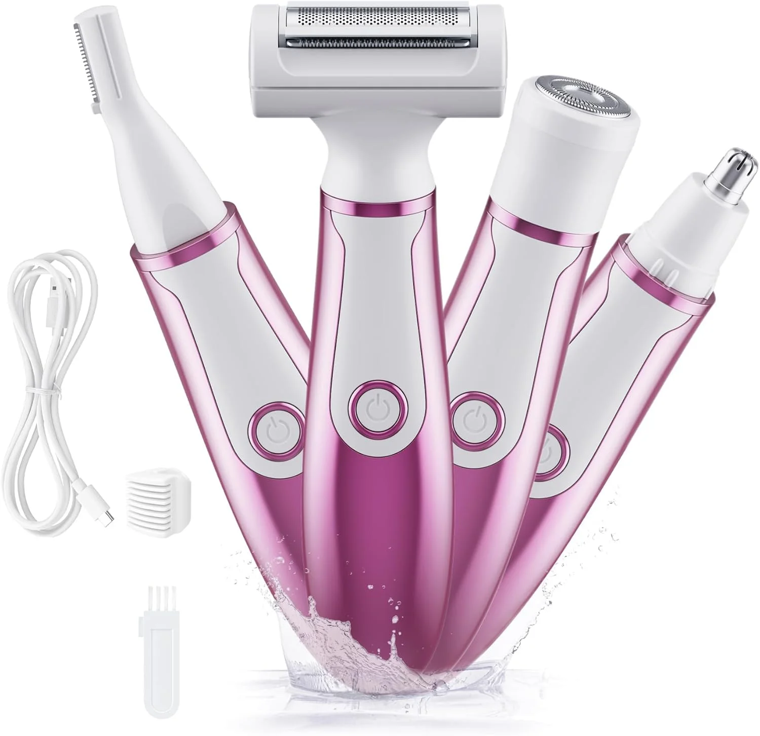 ماشین اصلاح برقی MAKINGTEC، ماشین اصلاح شخصی برقی، ماشین اصلاح 4 در 1 زنانه، موزن قابل جدا شدن با قابلیت شارژ USB، مناسب برای موهای بدن، موهای بینی، ماشین اصلاح صورت، ابرو و پاها