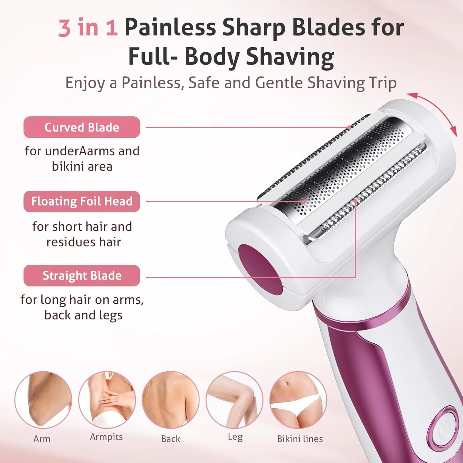 ماشین اصلاح برقی MAKINGTEC، ماشین اصلاح شخصی برقی، ماشین اصلاح 4 در 1 زنانه، موزن قابل جدا شدن با قابلیت شارژ USB، مناسب برای موهای بدن، موهای بینی، ماشین اصلاح صورت، ابرو و پاها