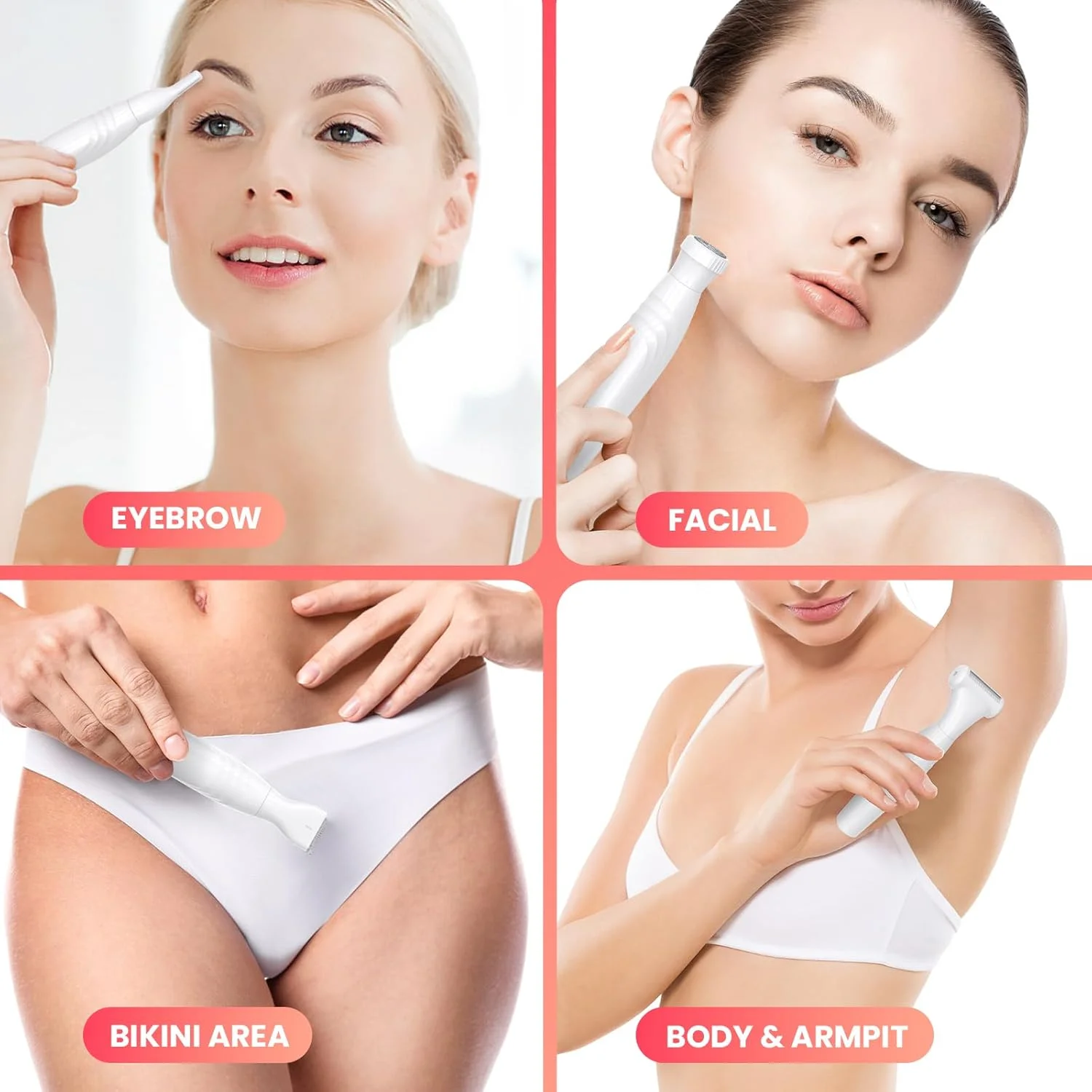 ماشین اصلاح بیکینی MAXGROOM برای بانوان، ماشین اصلاح برقی ضد آب همه کاره و موبر صورت، ست های پیرایش موی بدن قابل شارژ برای پا، زیر بغل، صورت، ابرو (سفید) ماشین اصلاح بیکینی MAXGROOM برای بانوان، ماشین اصلاح برقی ضد آب همه کاره و موبر صورت، ست های پیرایش موی بدن قابل شارژ برای پا، زیر بغل، صورت، ابرو (سفید)