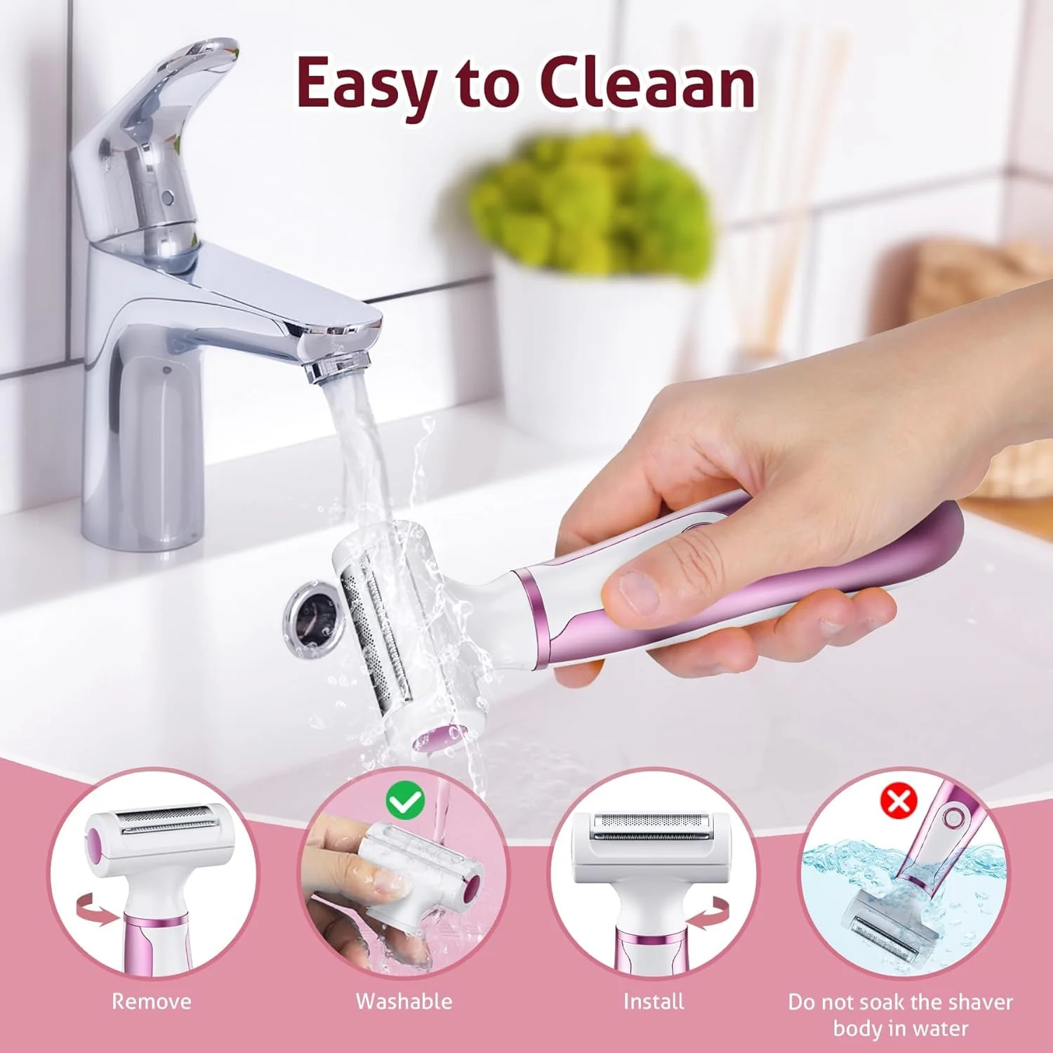 ماشین اصلاح برقی MAKINGTEC، ماشین اصلاح شخصی برقی، ماشین اصلاح 4 در 1 زنانه، موزن قابل جدا شدن با قابلیت شارژ USB، مناسب برای موهای بدن، موهای بینی، ماشین اصلاح صورت، ابرو و پاها