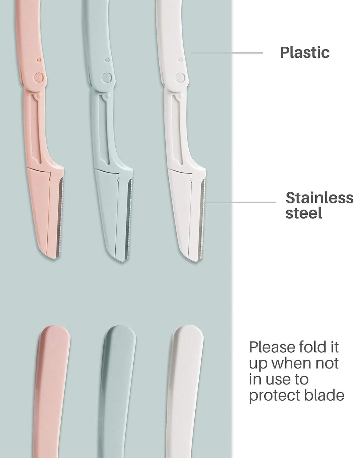 تیغ ابرو تاشو زنانه MAKINGTEC، بسته 24 عددی، تیغ چند منظوره درماپلنینگ صورت، از بین بردن موهای زائد و کرکی، ابزار مراقبت از پوست خانگی برای زنان و مردان (سفید، سبز، صورتی)