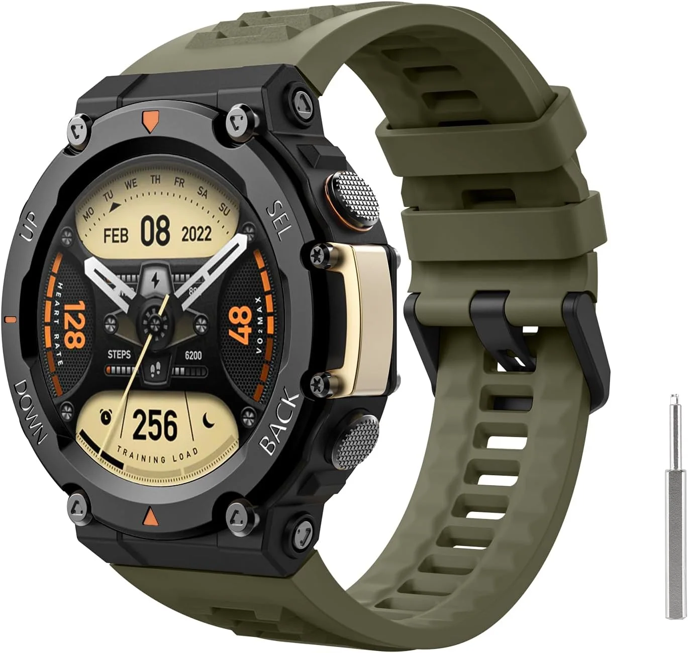 بند ساعت مچی MoKo سازگار با Amazfit T-Rex 2، بند مچی جایگزین سیلیکونی نرم برای T-Rex 2، سبز جنگلی