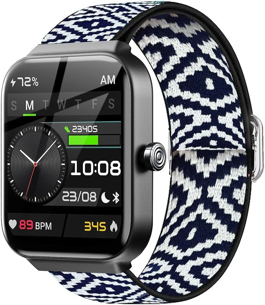 بندهای سازگار برای ساعت هوشمند Fitpolo IDW15، بندهای جایگزین نایلونی کشسان قابل تنظیم 19 میلی‌متری Lamshaw برای مردان و زنان سازگار با ساعت هوشمند Fitpolo IDW15 1.8 اینچی / TMHAI