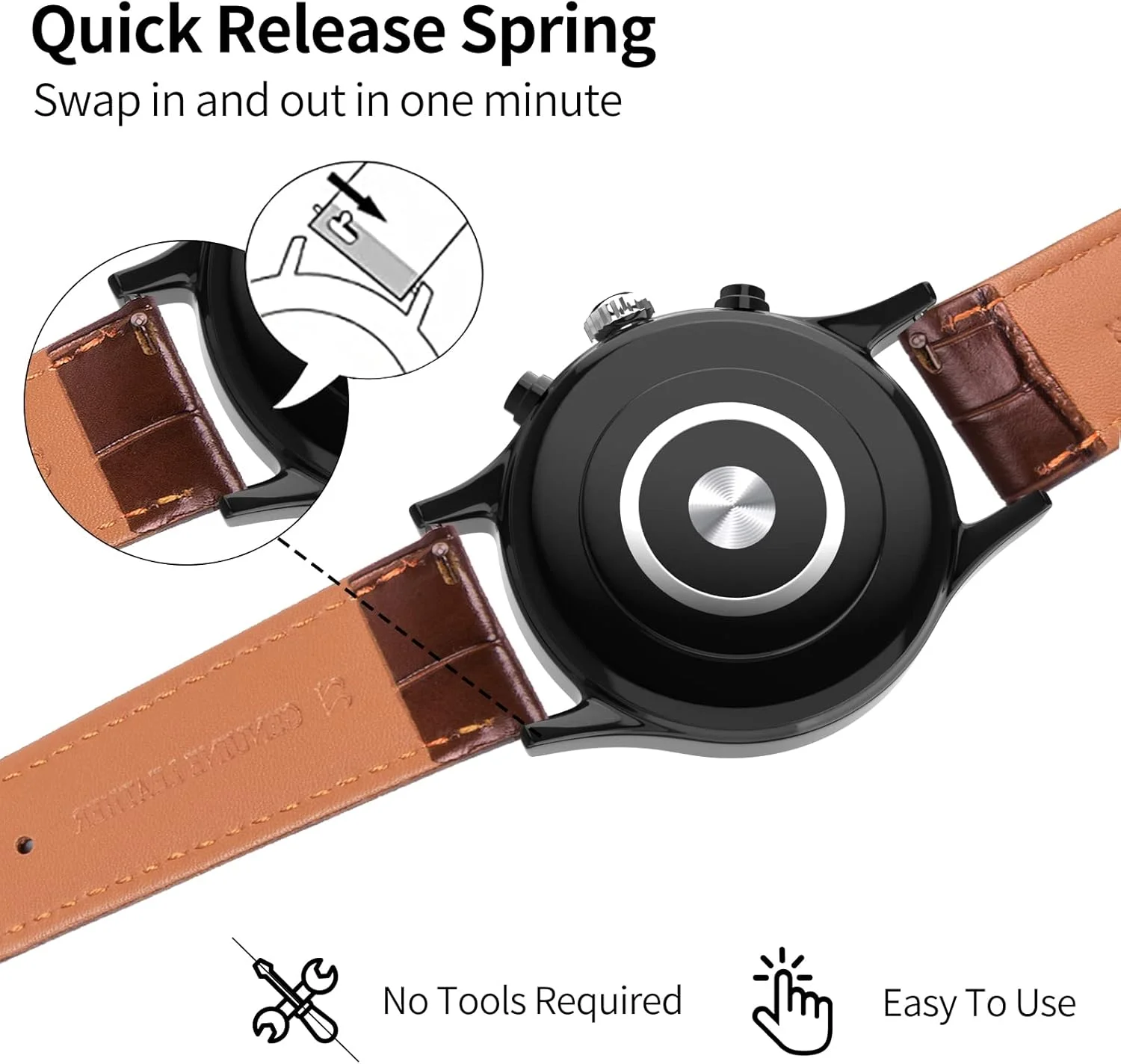 بند چرمی ساعت INFOSUN سایز 20mm 22mm برای Samsung Galaxy Watch 46mm/Galaxy 3(45mm,46mm)، Gear 2/Gear S3(Frontier, Classic)، برای HUAWEI Watch 2 Classic/3/3 Pro/GT(42mm,46mm,2e,Runner)/(GT2,GT2 Pro,GT3)