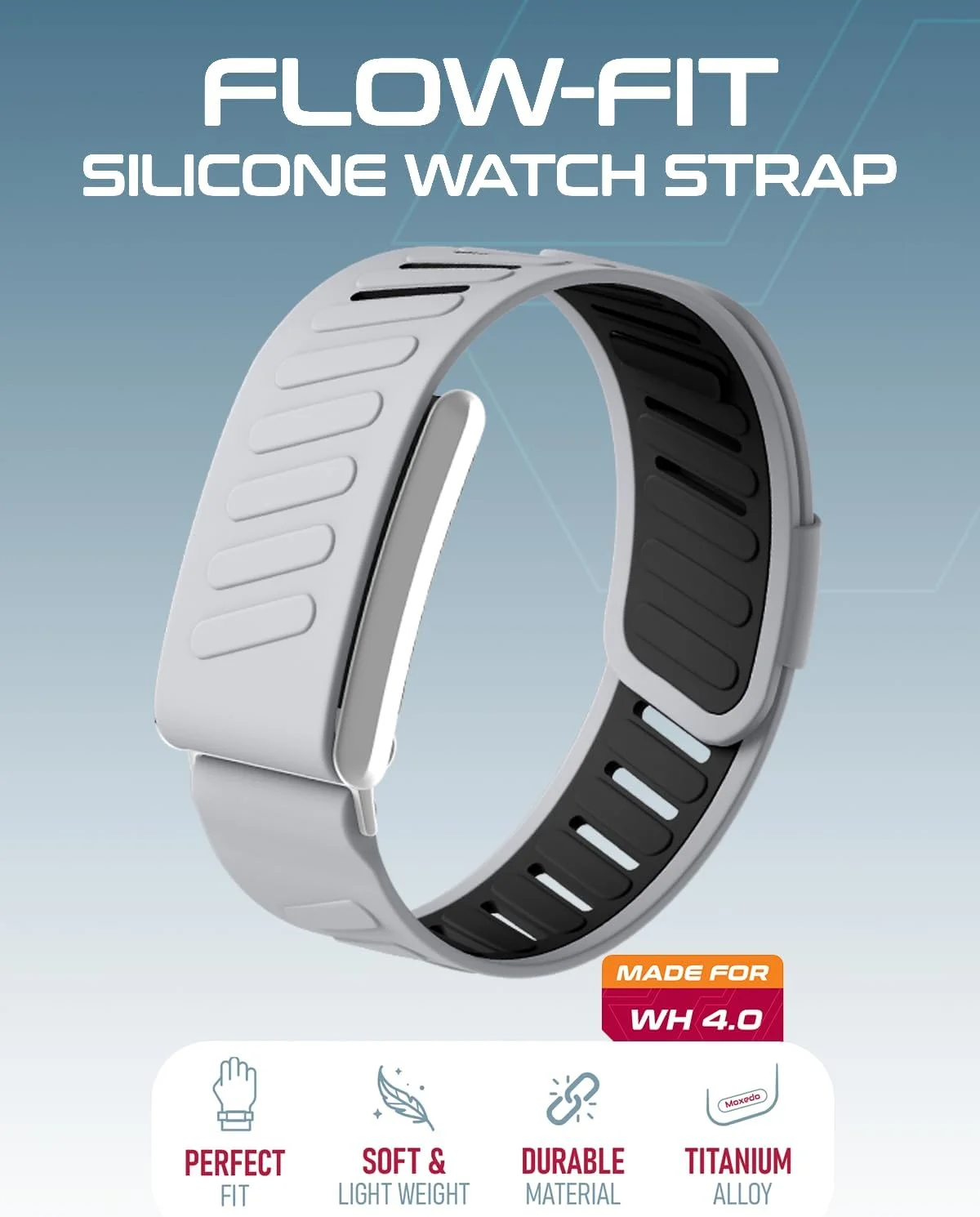 بند سیلیکونی Moxedo Flow-Fit سازگار با WHOOP 4.0 | بند جایگزین قابل تنظیم برای مردان و زنان | سبک وزن، ضد عرق، سازگار با پوست، تناسب ایمن، حلقه ورزشی ضد آب بند سیلیکونی Moxedo Flow-Fit سازگار با WHOOP 4.0 | بند جایگزین قابل تنظیم برای مردان و زنان | سبک وزن، ضد عرق، سازگار با پوست، تناسب ایمن، حلقه ورزشی ضد آب