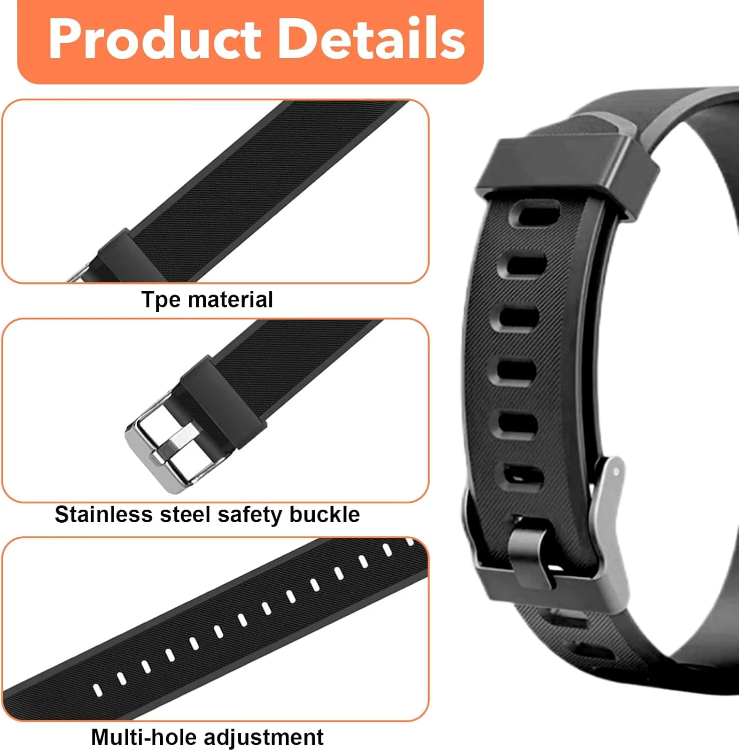 بند مچی جایگزین hoeslaw، بسته 2 عددی، مناسب برای ID115Plus HR، مجموعه بند مچی ساعت تناسب اندام برای ردیاب فعالیت Very Fit Pro، بند و تسمه ساعت هوشمند (مشکی)