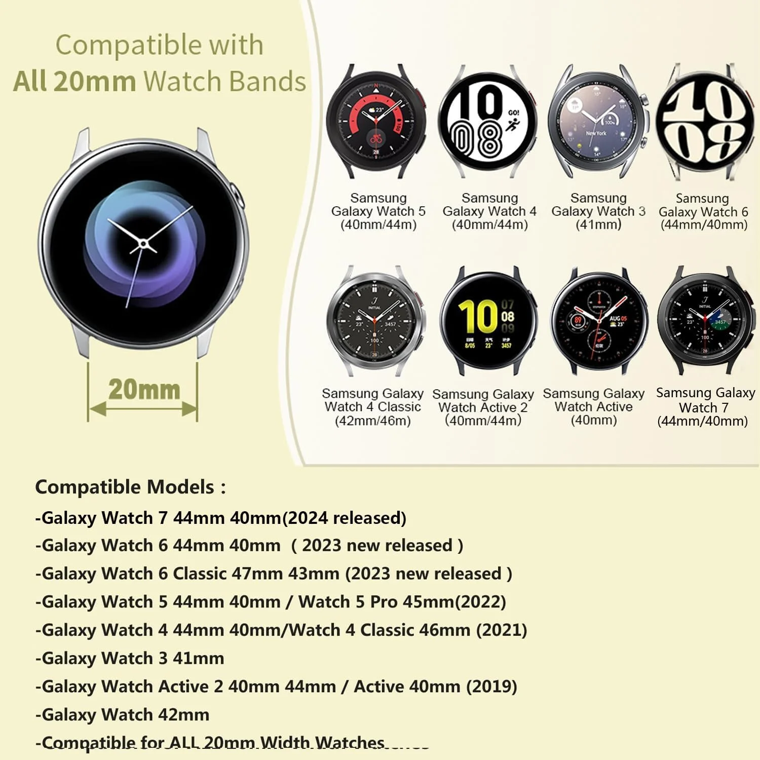 بند مینگگو سازگار با ساعت های سامسونگ گلکسی واچ اکتیو/اکتیو 2 سایز 40mm/44mm، بند سیلیکونی اسپرت جایگزین سازگار با ساعت های هوشمند گلکسی واچ 42mm/گیر اس 2 کلاسیک/گیر اسپورت