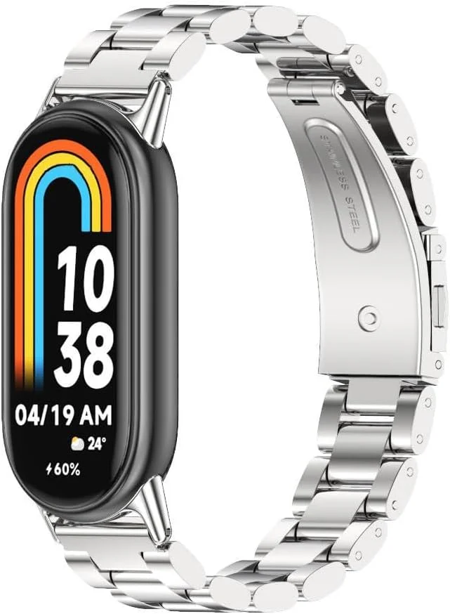 بند استیل ضد زنگ eWINNER مناسب برای ردیاب ساعت هوشمند شیائومی می بند 8 / می بند 9، بند جایگزین برای مچ بند هوشمند می بند 9/8، دستبند مچی زنانه و مردانه