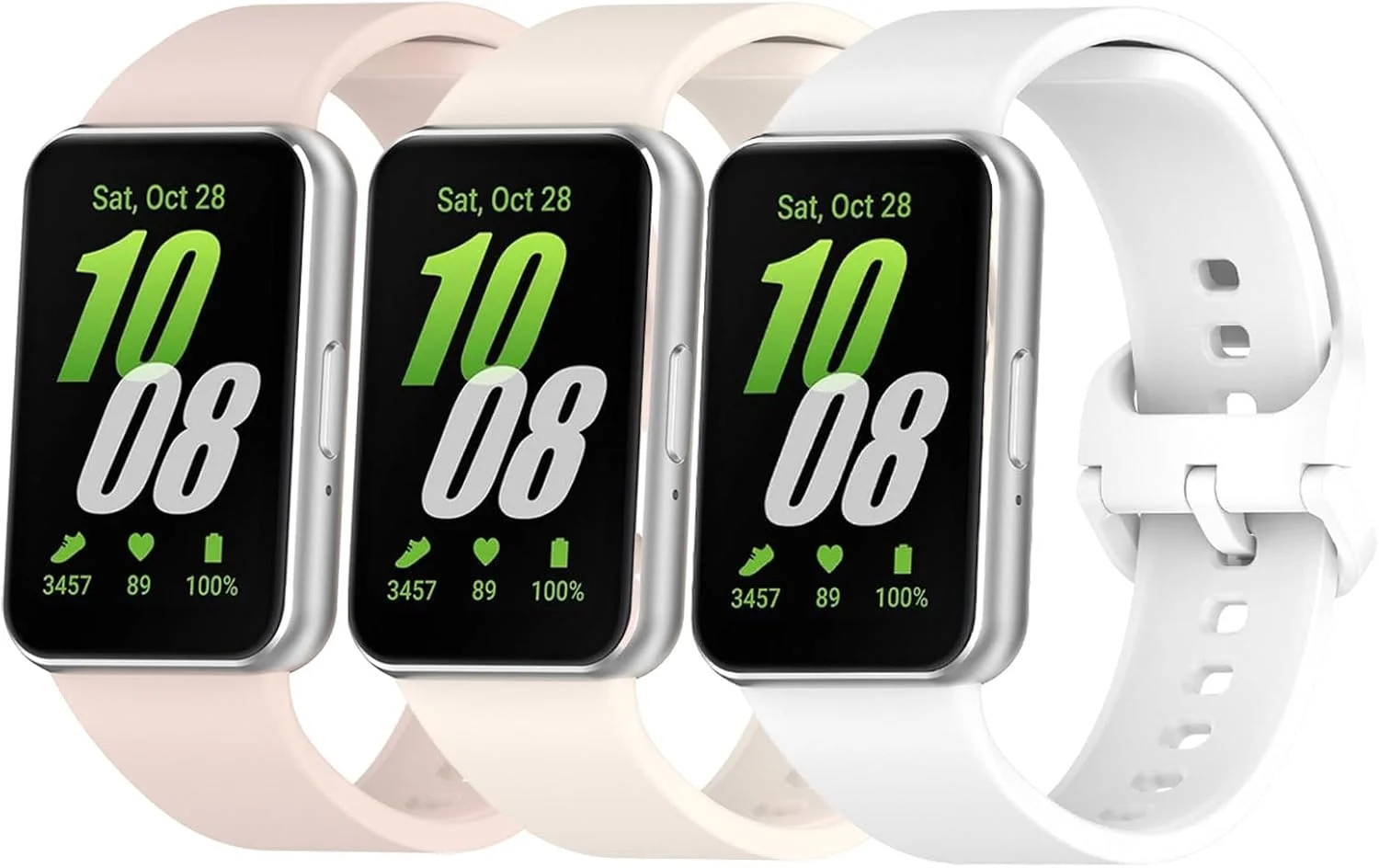 بند سازگار Garmcool برای Samsung Galaxy Fit 3، بند سیلیکونی جایگزین مچی مردانه و زنانه برای ساعت های هوشمند Galaxy Fit 3 SM-R390 (بدون ساعت)، صورتی+سفید+عاجی