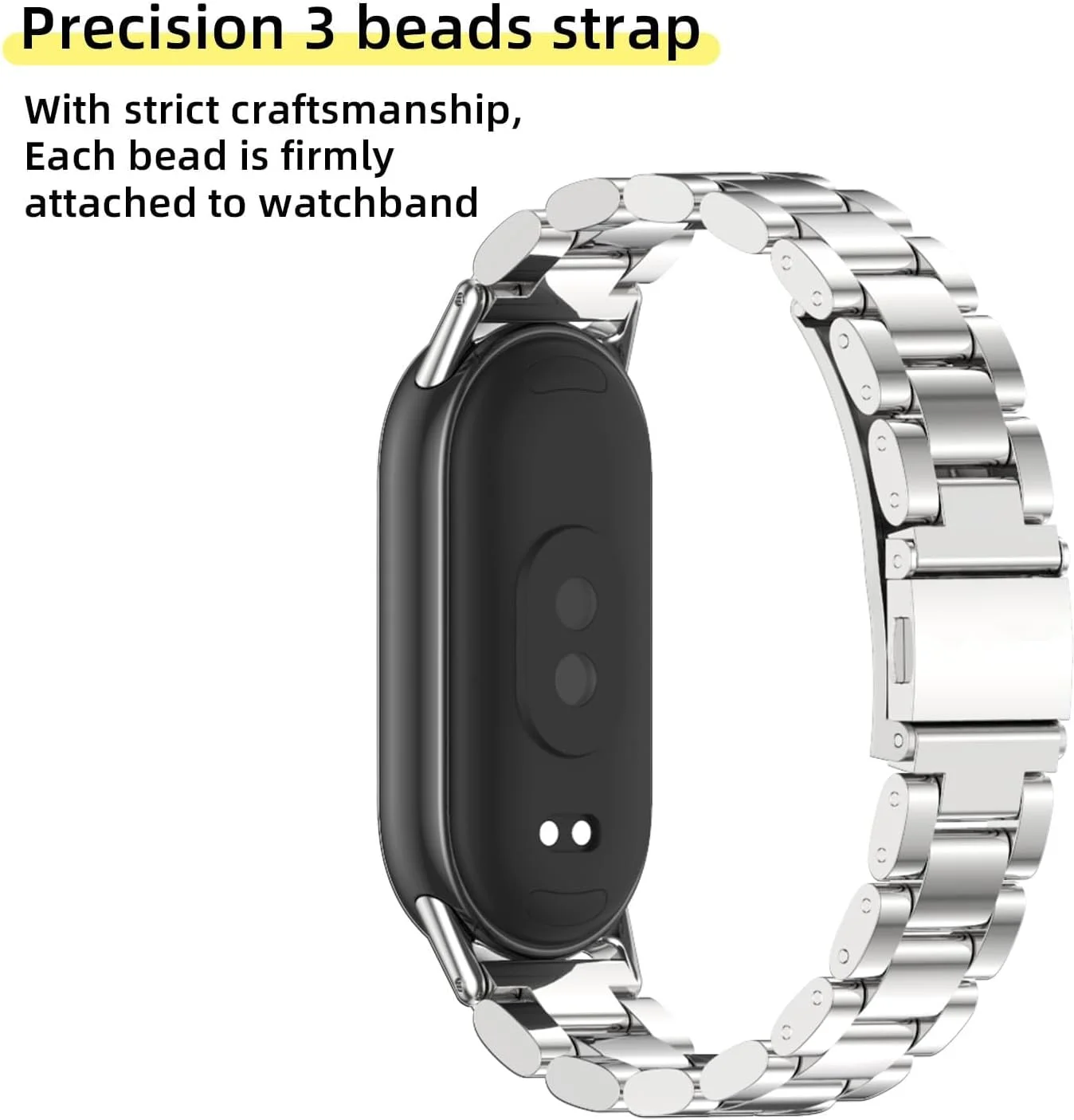 بند استیل ضد زنگ eWINNER مناسب برای ردیاب ساعت هوشمند شیائومی می بند 8 / می بند 9، بند جایگزین برای مچ بند هوشمند می بند 9/8، دستبند مچی زنانه و مردانه