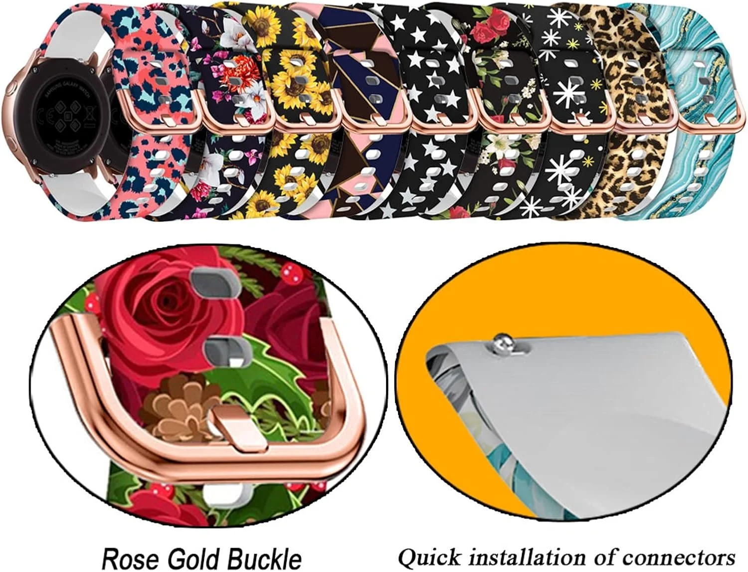 بند ساعت مچی سیلیکونی FFHAO مناسب برای ساعت های هوشمند با پهنای 18mm 20mm 22mm، جایگزین دستبند جهانی، مناسب برای ورزش و تناسب اندام