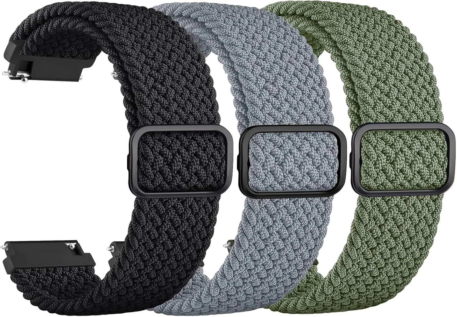 بسته 3 عددی بند کشی بافته شده برای بندهای ساعت هوشمند IDW13، IDW16، IDW19، بندهای الاستیک 22 میلی متری برای Fitpolo IDW13/Woneligo W13/FITVII HM57، TOOBUR/ENOMIR/MILOUZ/Gydom/Faweio/Amzhero/Tensky IDW19