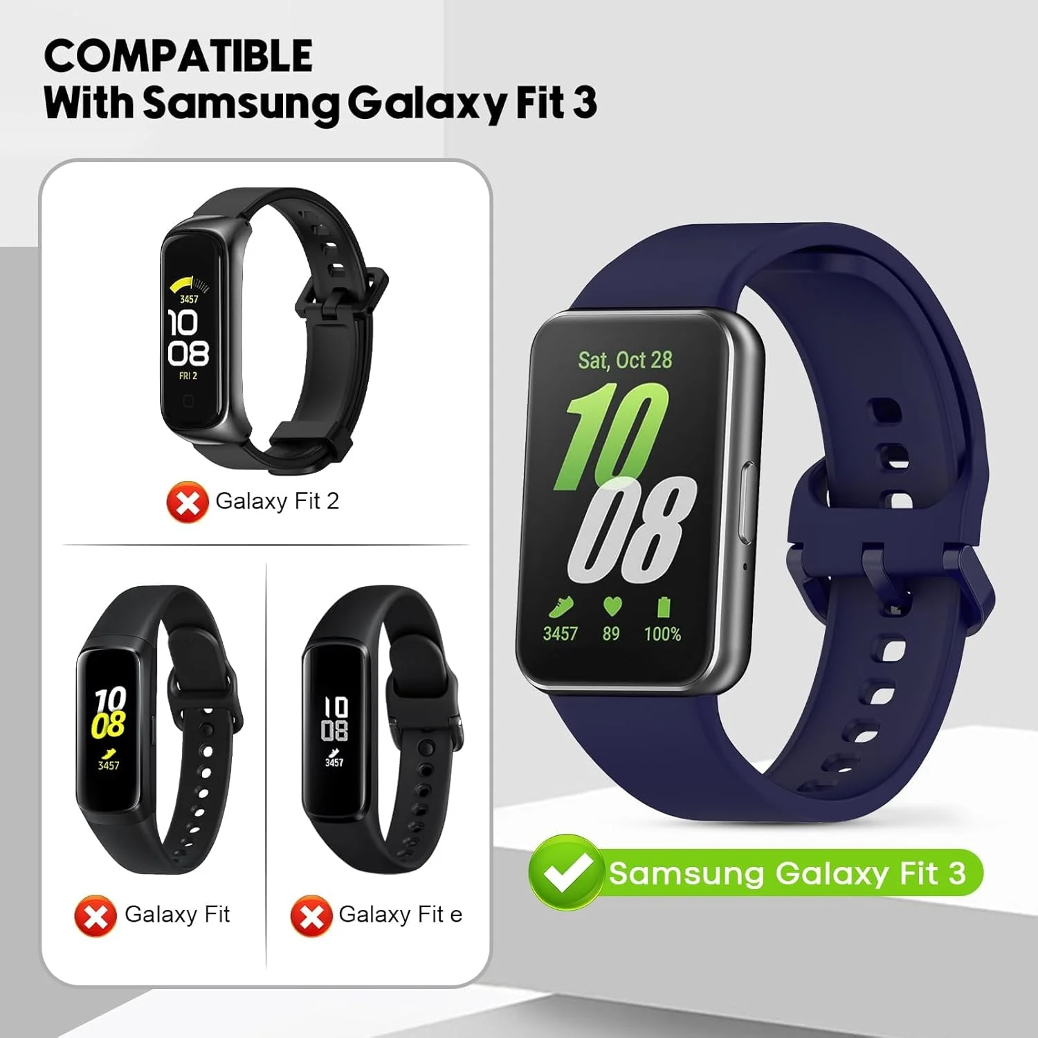 بندهای eWINNER برای سامسونگ گلکسی فیت 3 SM-R390 / بند ساعت مچی سیلیکونی نرم سازگار با بند جایگزین ساعت هوشمند سامسونگ گلکسی فیت 3 SM R390