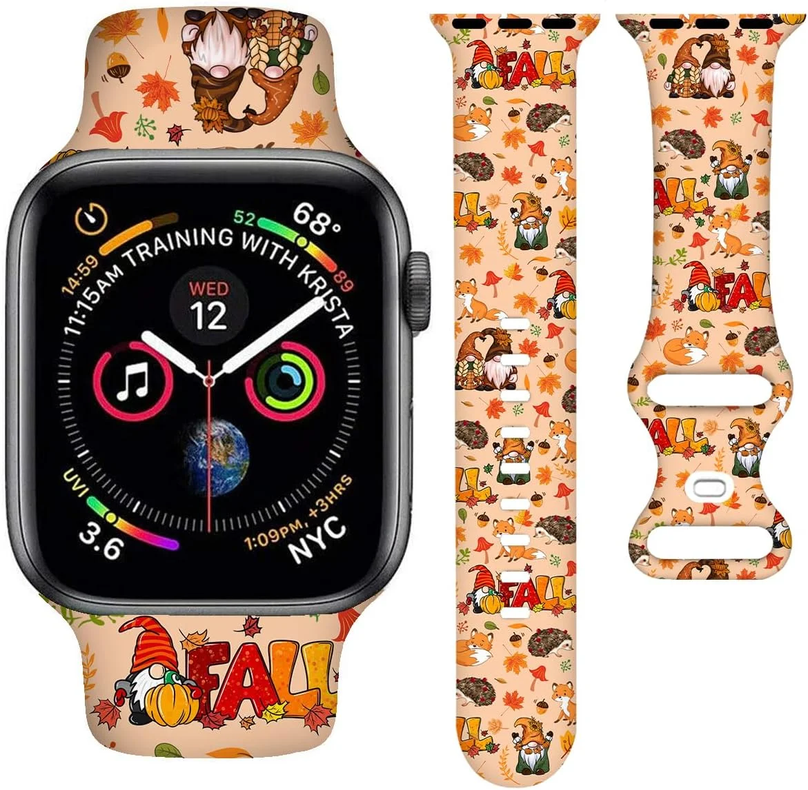 بند ساعت هوشمند جایگزین BACDOILQ با طرح های هالووین، کریسمس و روز شکرگزاری، سازگار با ساعت های 38mm 40mm 41mm 42mm 44mm 45mm، بند سیلیکونی برای سری های 8/7/6/5/4/3/2/1/SE