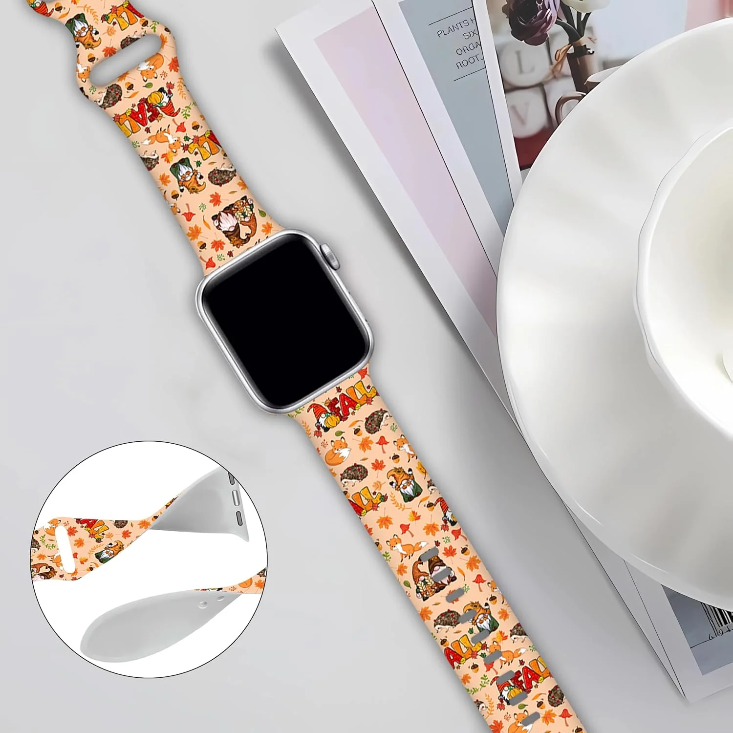 بند ساعت هوشمند جایگزین BACDOILQ با طرح های هالووین، کریسمس و روز شکرگزاری، سازگار با ساعت های 38mm 40mm 41mm 42mm 44mm 45mm، بند سیلیکونی برای سری های 8/7/6/5/4/3/2/1/SE