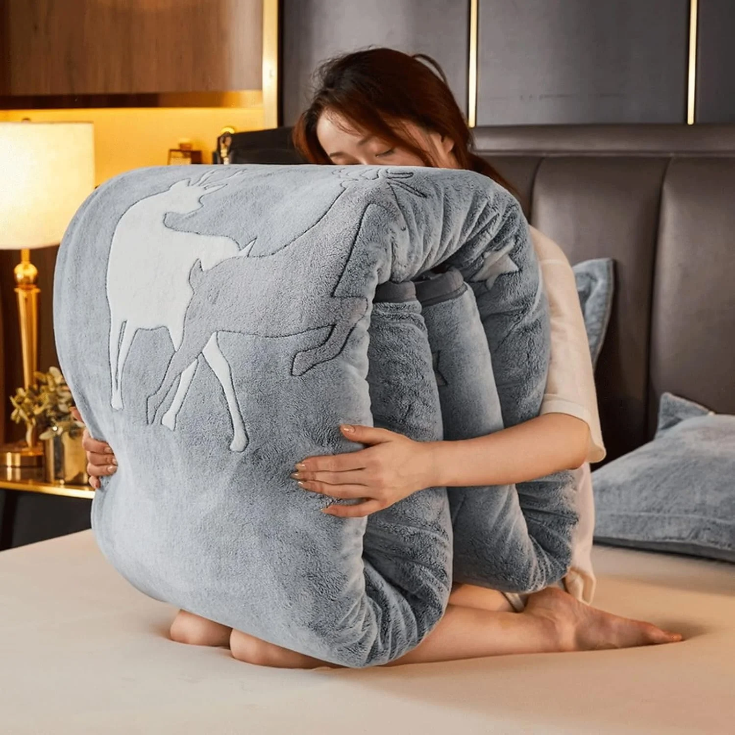 پتو پشمی TEDNIDS طرح زمستانی ضخیم مناسب تخت خواب، نرم و گرم، پتو مینک بزرگ و سنگین، پتو پلار مرجانی (200x230 سانتی متر)