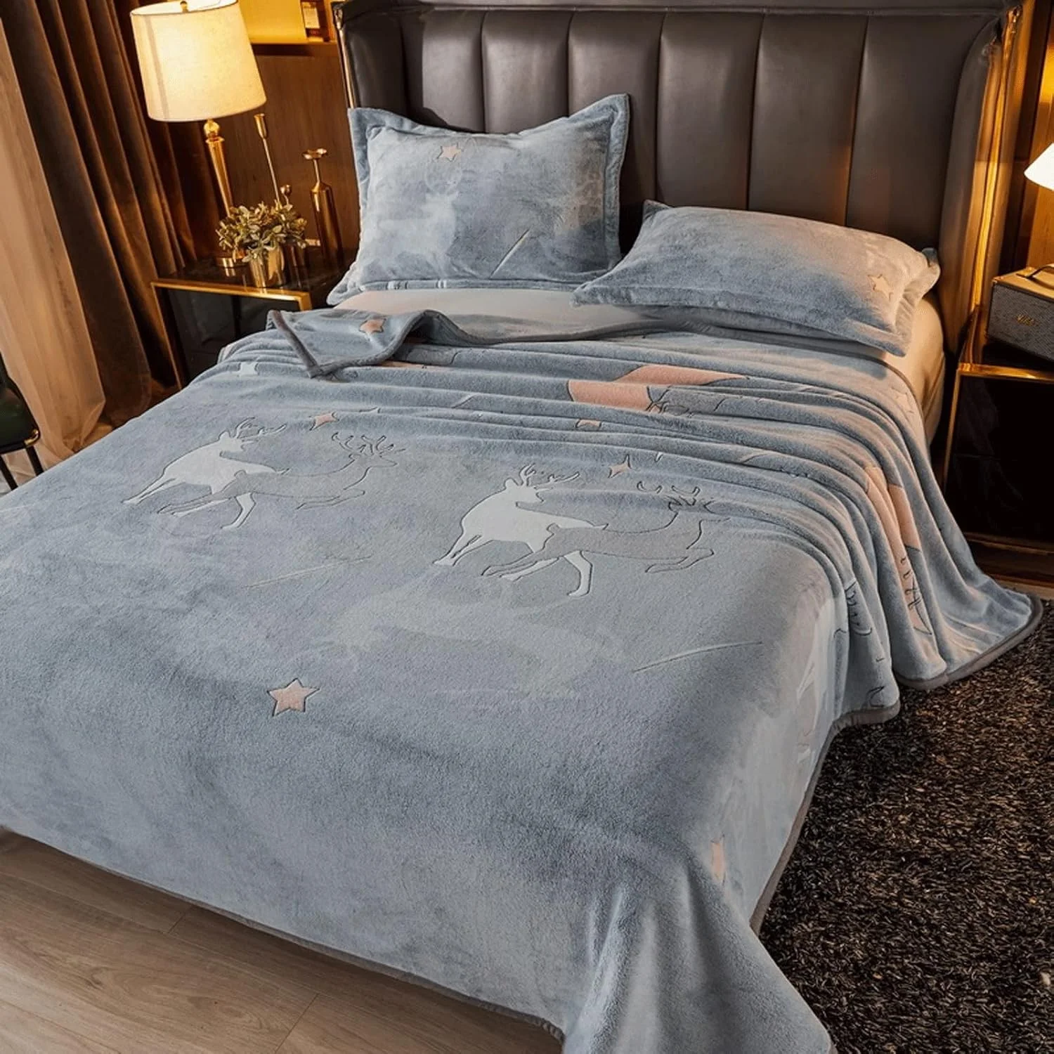 پتو پشمی TEDNIDS طرح زمستانی ضخیم مناسب تخت خواب، نرم و گرم، پتو مینک بزرگ و سنگین، پتو پلار مرجانی (200x230 سانتی متر)