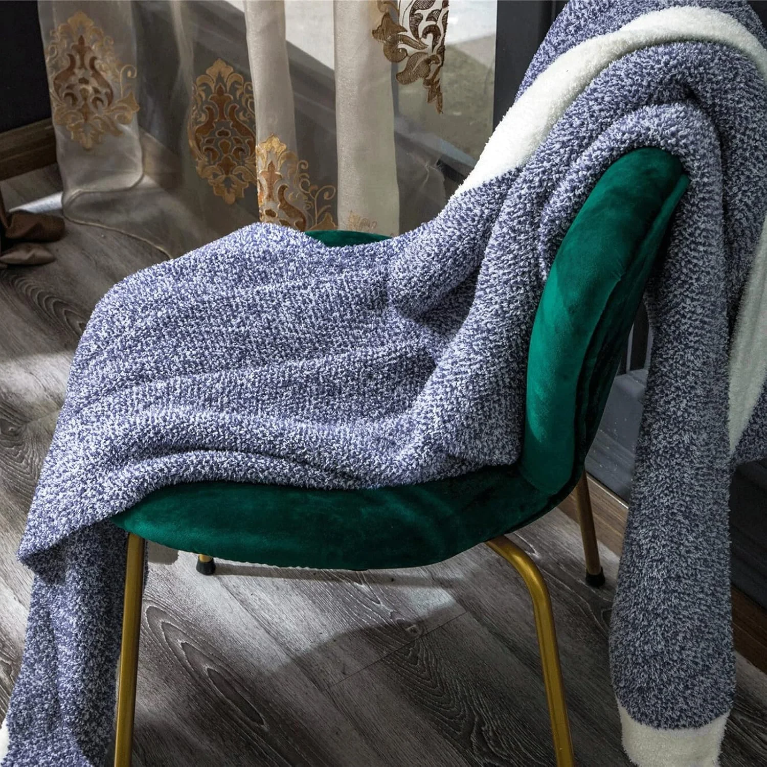 پتو تِدنیدز طرح چهارخانه رنگی با لبه راه راه، پتو گرم و نرم و لطیف از جنس میکروفایبر مناسب برای دفتر کار (قهوه ای)