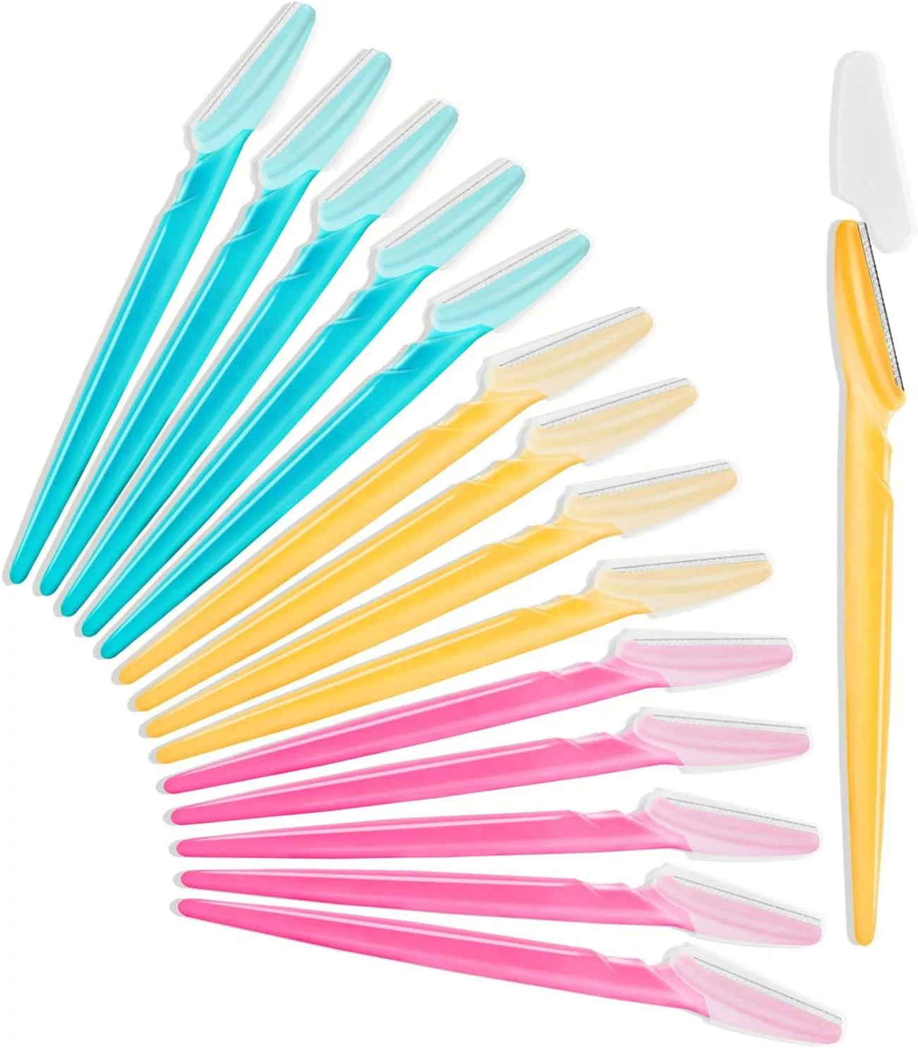 تیغ ابرو هانگمای 15 عددی، ابزار لایه برداری چند منظوره درماپلنینگ صورت، حالت دهنده صورت و ابرو با پوشش دقیق برای زنان و مردان، استفاده آسان