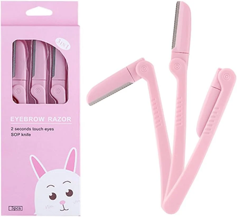 تیغ ابرو GMWARDDF، 3 عدد صورتی، تیغ اصلاح صورت زنانه، ابزار آرایشی