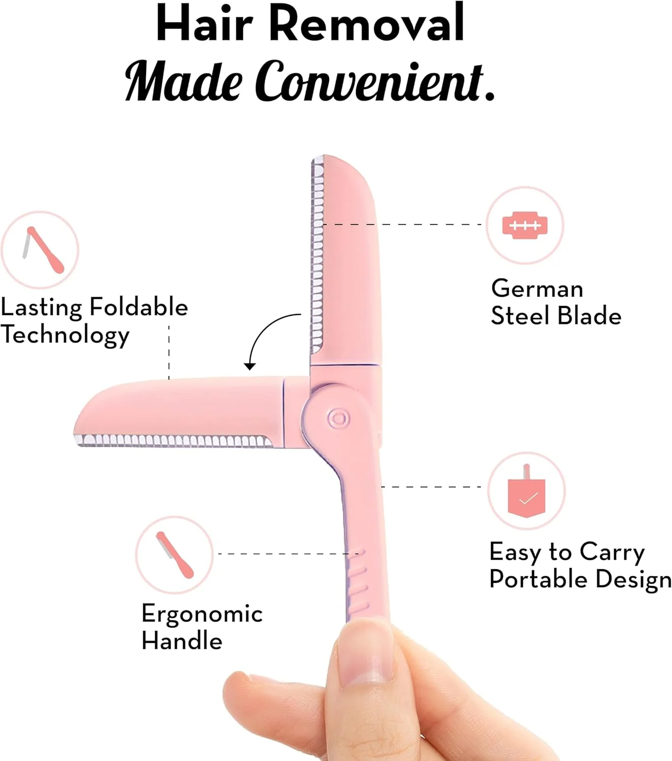 تیغ ابرو و صورت تاشو و قابل استفاده مجدد مخملی Fubu برای زنان (بسته 3 عددی) | مناسب برای بالای لب، پیشانی، خط ریش و ابرو | از بین بردن موهای زائد بدون درد و فوری در خانه