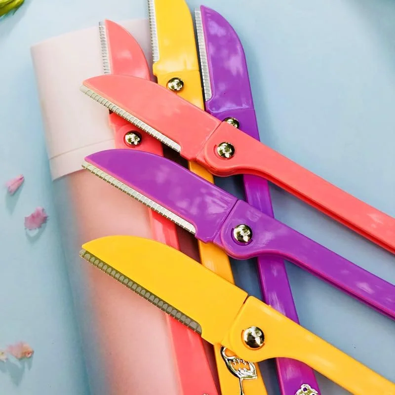 تیغ ابرو زنانه FUIN، شکل دهنده ابرو تاشو، ابزار درماپلنینگ اصلاح صورت برای از بین بردن ایمن و آسان موهای صورت، لایه برداری صورت، از بین بردن موهای صورت و اصلاح بدن، 3 عدد