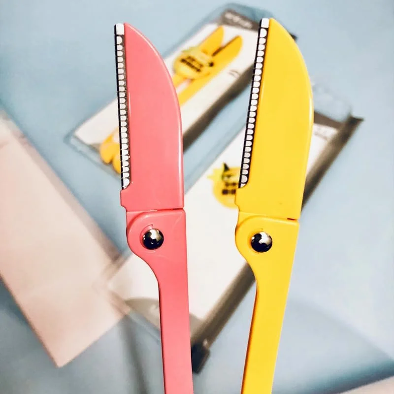 تیغ ابرو زنانه FUIN، شکل دهنده ابرو تاشو، ابزار درماپلنینگ اصلاح صورت برای از بین بردن ایمن و آسان موهای صورت، لایه برداری صورت، از بین بردن موهای صورت و اصلاح بدن، 3 عدد