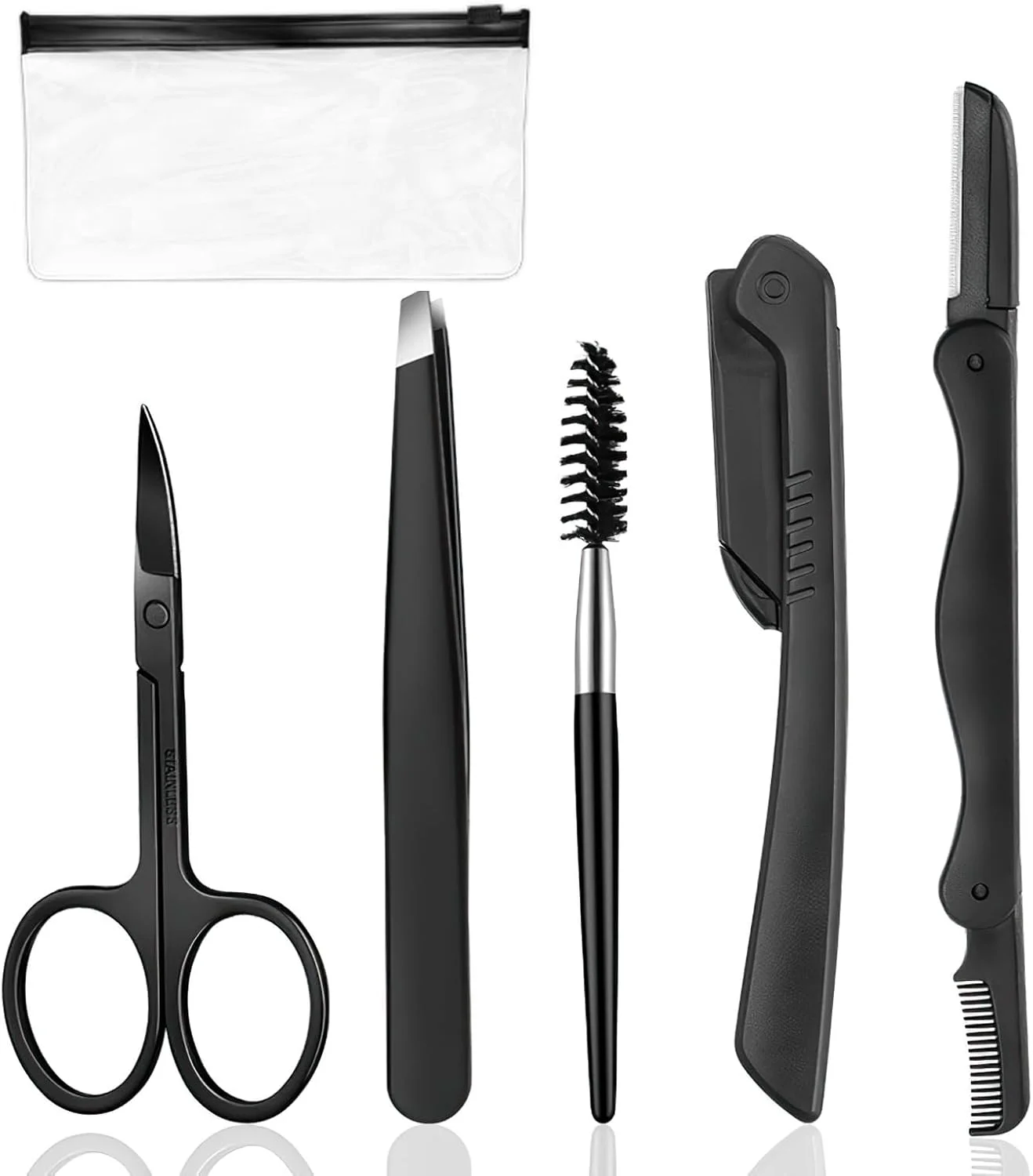 تیغ ابرو، کیت 5 در 1 ابرو، ست حرفه ای مرتب سازی ابرو، ست موزن ابرو برای زنان و مردان، شامل تیغ ابرو، برس، شانه، قیچی ابرو، موچین تیغ ابرو، کیت 5 در 1 ابرو، ست حرفه ای مرتب سازی ابرو، ست موزن ابرو برای زنان و مردان، شامل تیغ ابرو، برس، شانه، قیچی ابرو، موچین