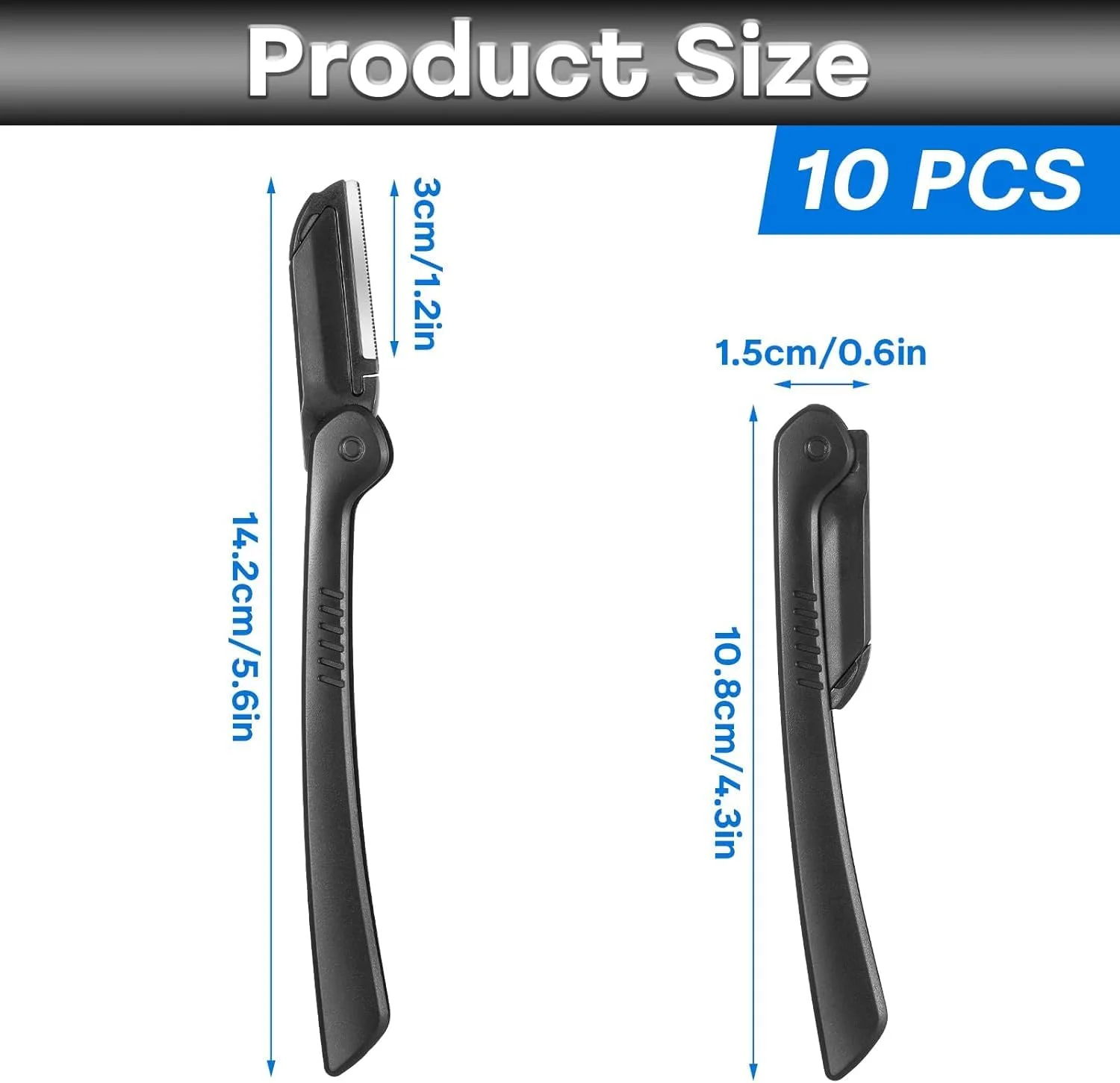 تیغ ابرو، تیغ درماپلین تاشو برای آقایان، تیغ موبر چند منظوره صورت، درماپلنر حذف کرک هلو برای لایه برداری و شاداب کردن پوست (مشکی)، بسته 10 عددی تیغ ابرو، تیغ درماپلین تاشو برای آقایان، تیغ موبر چند منظوره صورت، درماپلنر حذف کرک هلو برای لایه برداری و شاداب کردن پوست (مشکی)، بسته 10 عددی