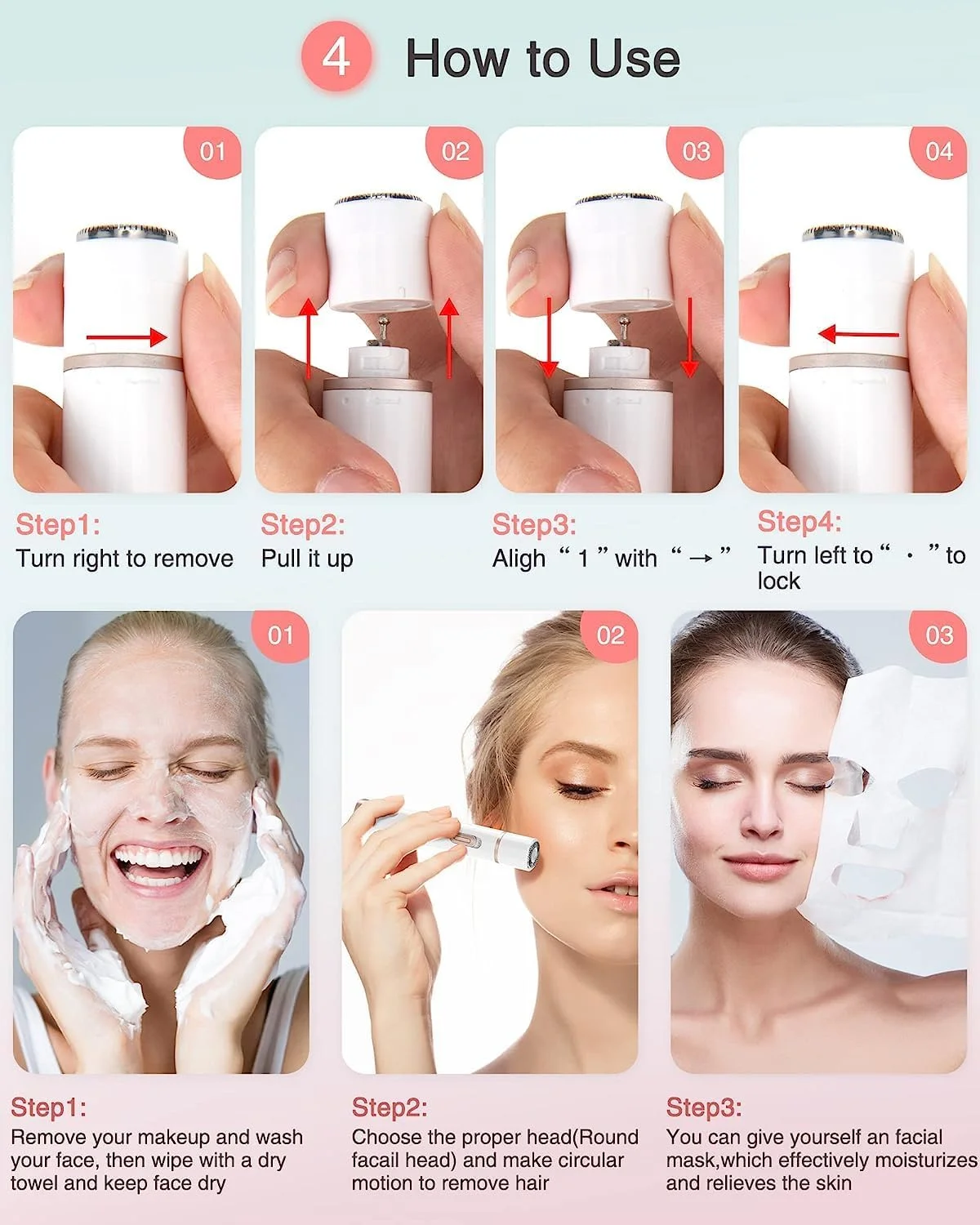 دستگاه اصلاح موی صورت 5 در 1 برقی زنانه، موبر بدون درد ابرو، کیت موبر بیکینی، برای صورت، ابرو، بینی، بازوها، پاها و موهای زائد، قابل شارژ USB و قابل حمل دستگاه اصلاح موی صورت 5 در 1 برقی زنانه، موبر بدون درد ابرو، کیت موبر بیکینی، برای صورت، ابرو، بینی، بازوها، پاها و موهای زائد، قابل شارژ USB و قابل حمل